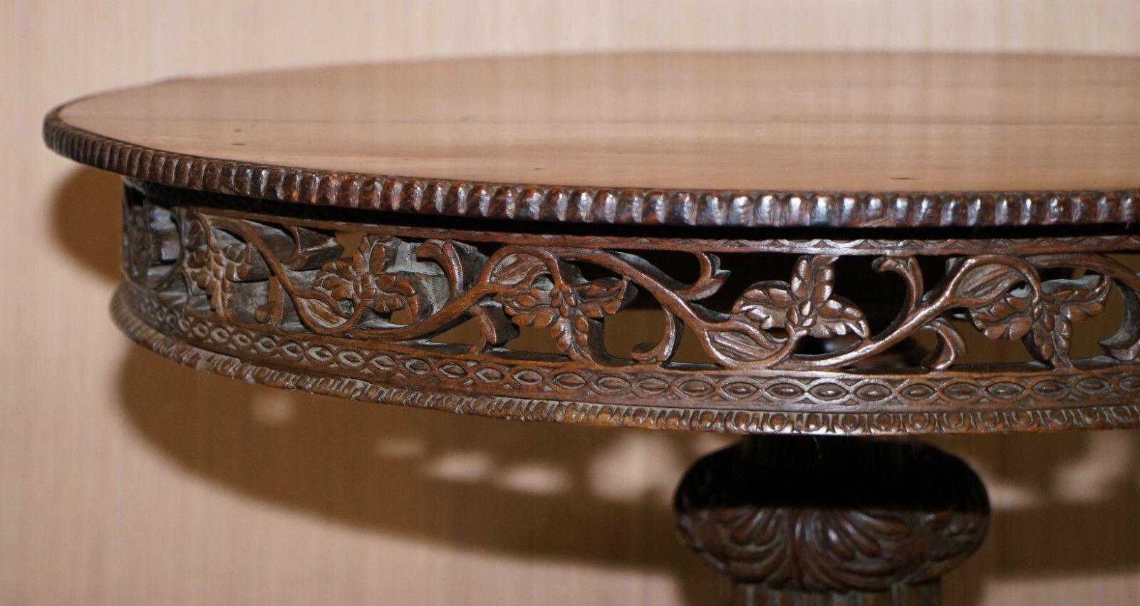 Rare Circa 1880 Anglo Indian Hand Carved Centre Coffee Occasional Table Burmese photo vintage