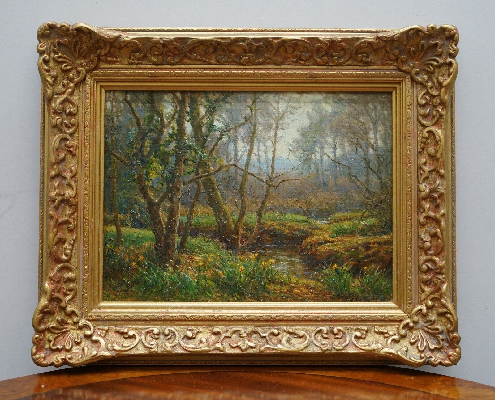 Frederick Golden Short New Forest Woodland Signed & Dated 1920 Oil Painting photo furniture