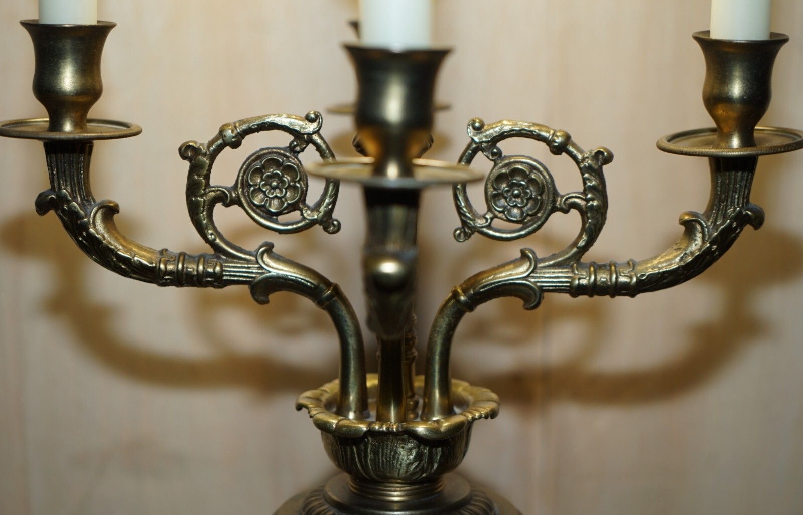Pair Of Huge 105cm Tall Warren Kessler New York 4 Branch Candelabra Table Lamps photo vintage