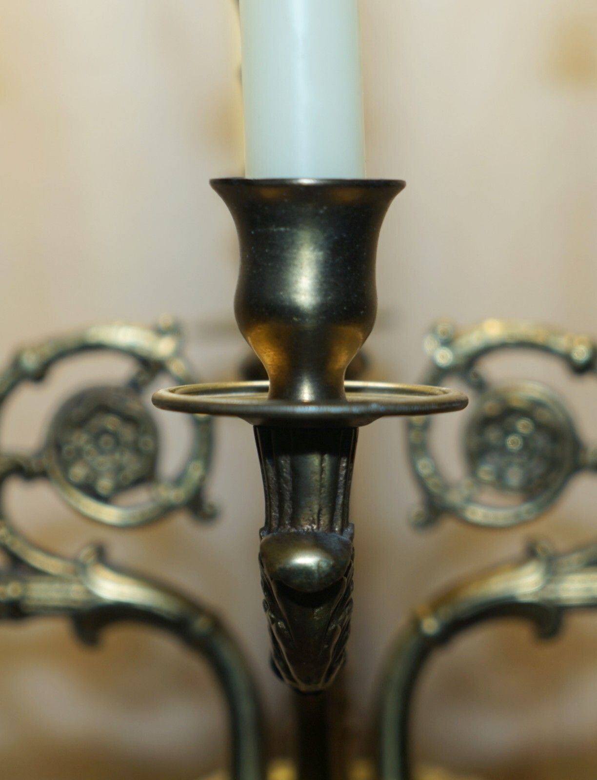 photo furniture Pair Of Huge 105cm Tall Warren Kessler New York 4 Branch Candelabra Table Lamps