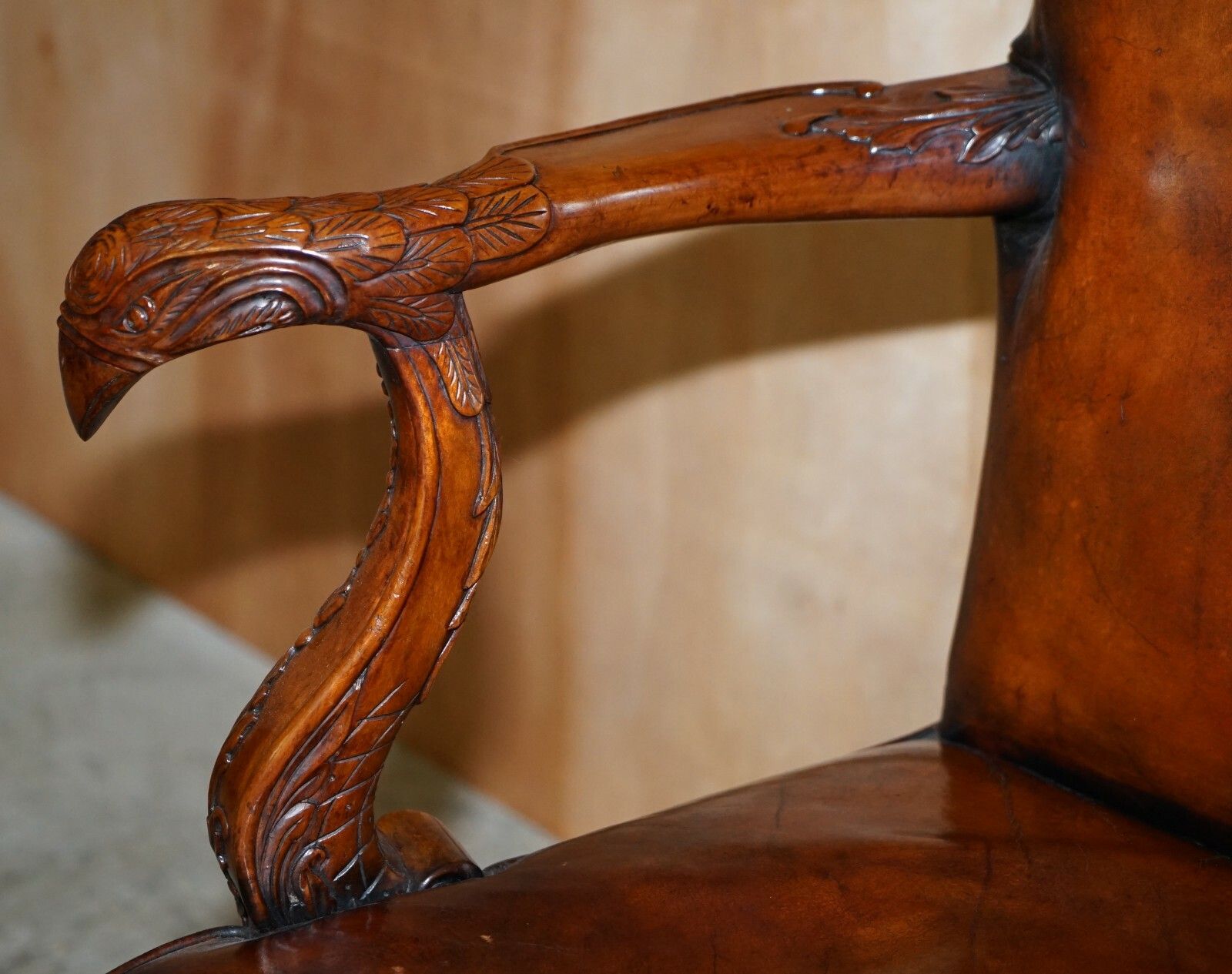 Fully Restored Vintage Eagle Armed Claw & Ball Feet Brown Leather Armchair photo 3000.0