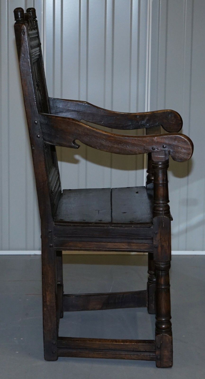 photo for sale Exceptionally Rare Original 17th Century Wainscot Armchair Northern England Oak