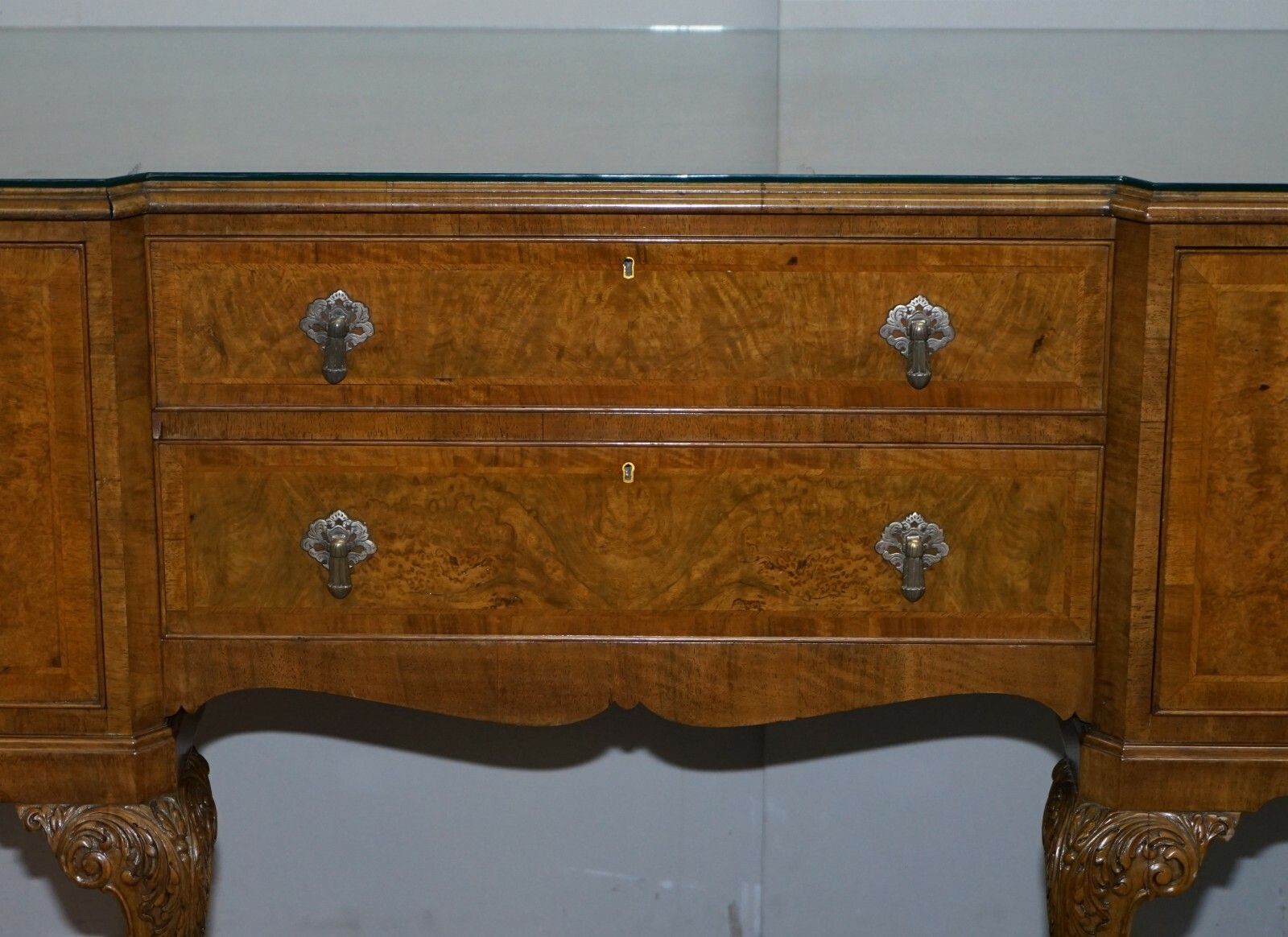 Burr Walnut Art Deco Denby & Spinks Leeds Breakfront Sideboard Part Of A Suite photo vinterior