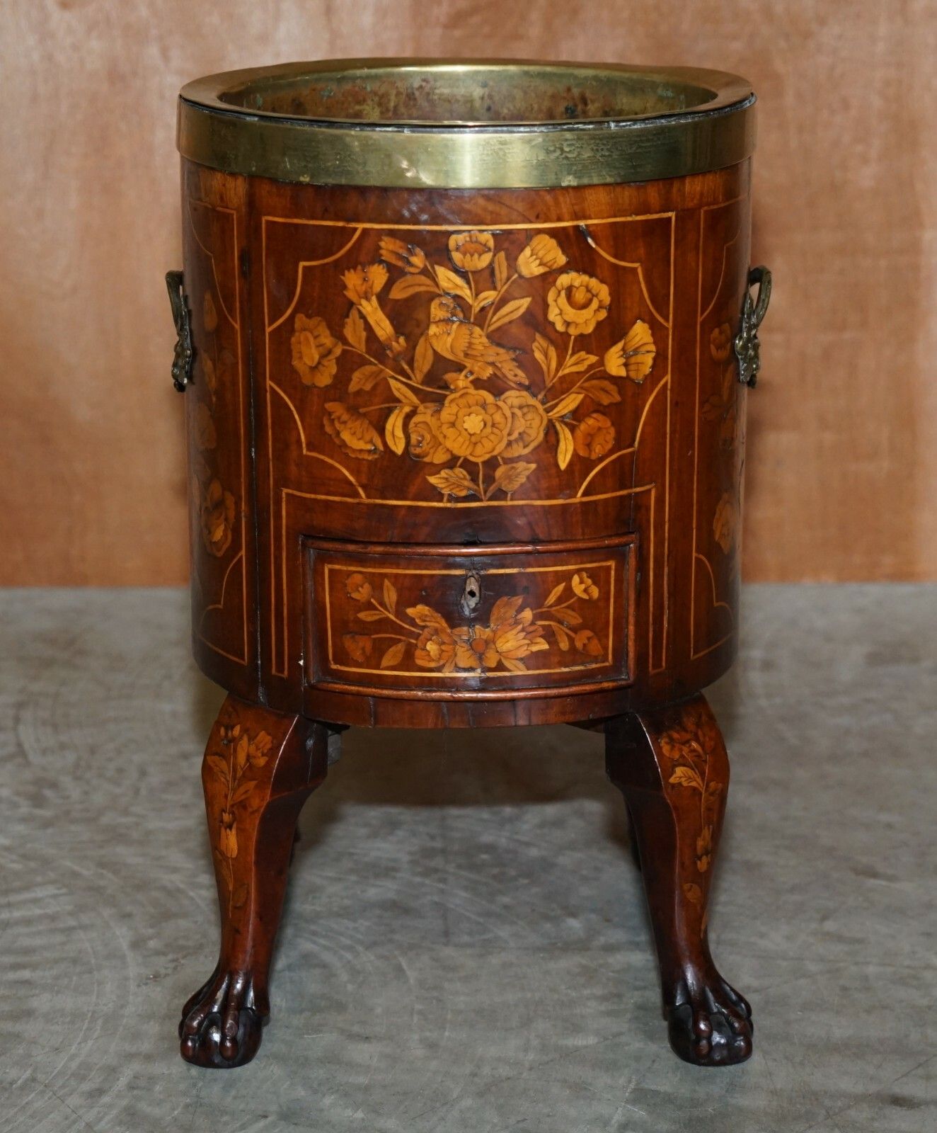 Exquisite Antique Circa 1800 Dutch Inlaid Wine Cooler Bucket Claw & Ball Feet photo furniture