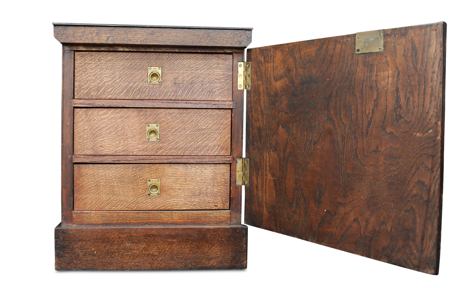 Victorian Oak Library Three Drawer Lockable Collectors Cabinet Chest With Brass Fixtures photo buy
