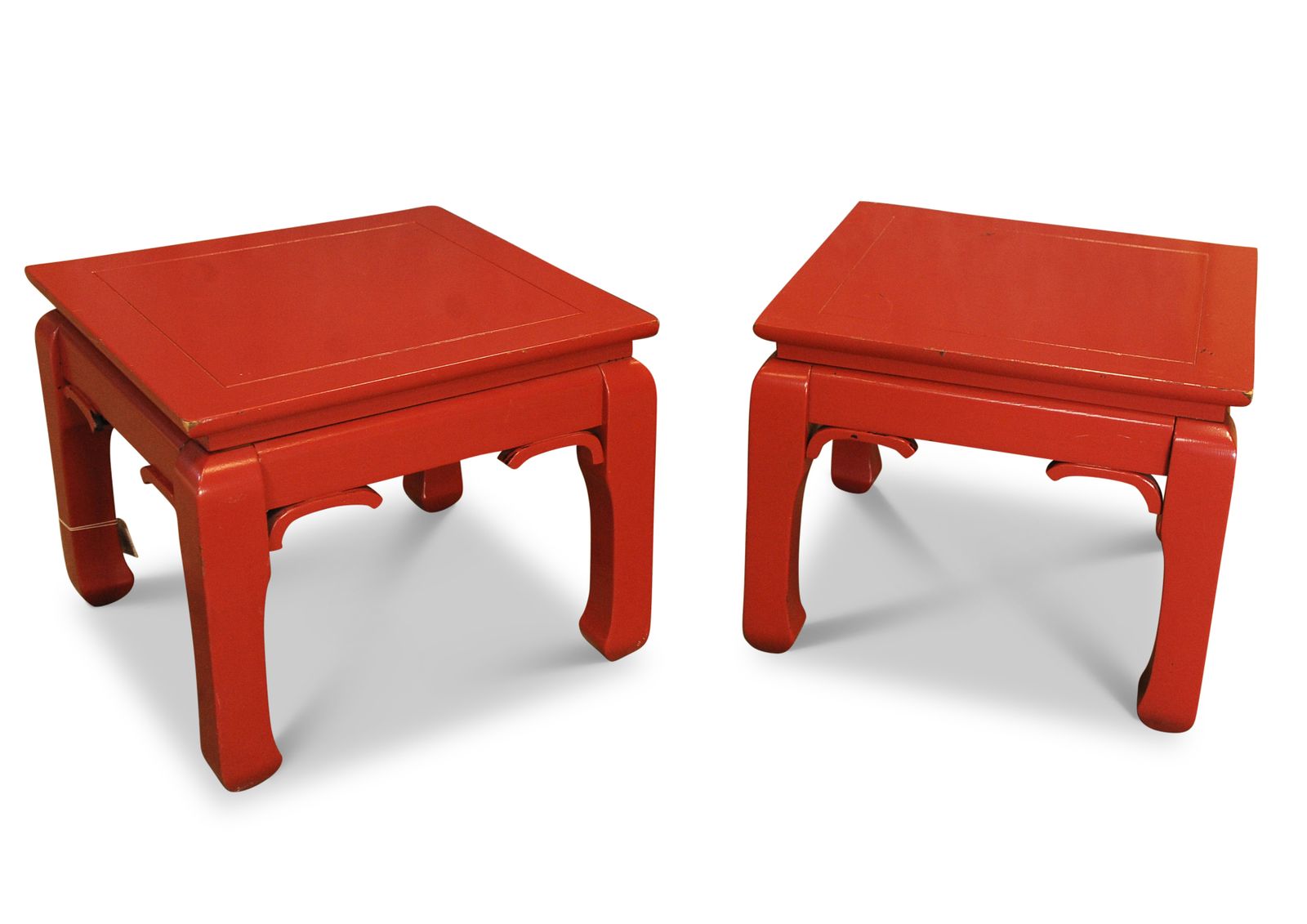 A Pair Of Chinese Style Square Red Lacquered Low Sofa Tables Christies photo for sale