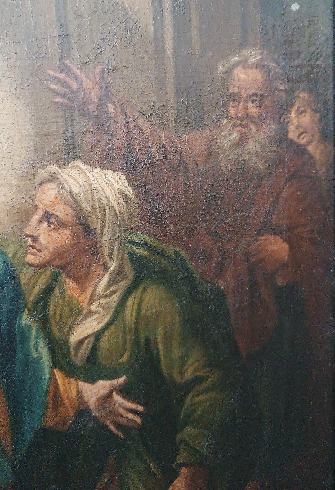 Antique Italian School 18th Century Oil Painting On Canvas Visitation photo 1031.0