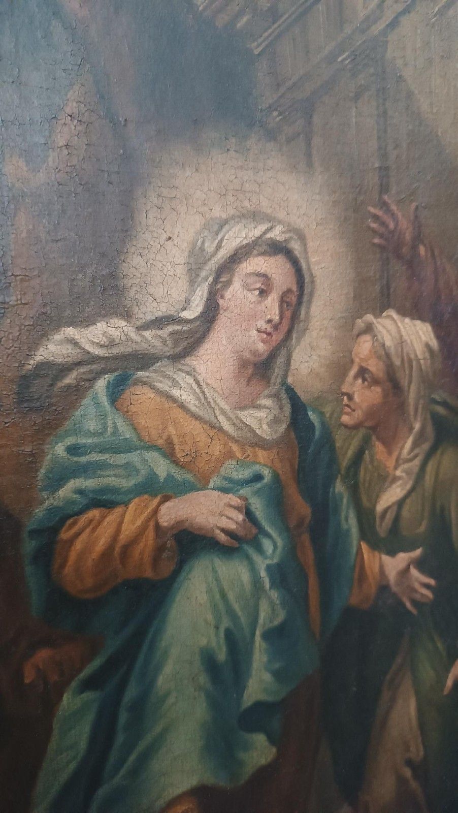 Antique Italian School 18th Century Oil Painting On Canvas Visitation photo vinterior