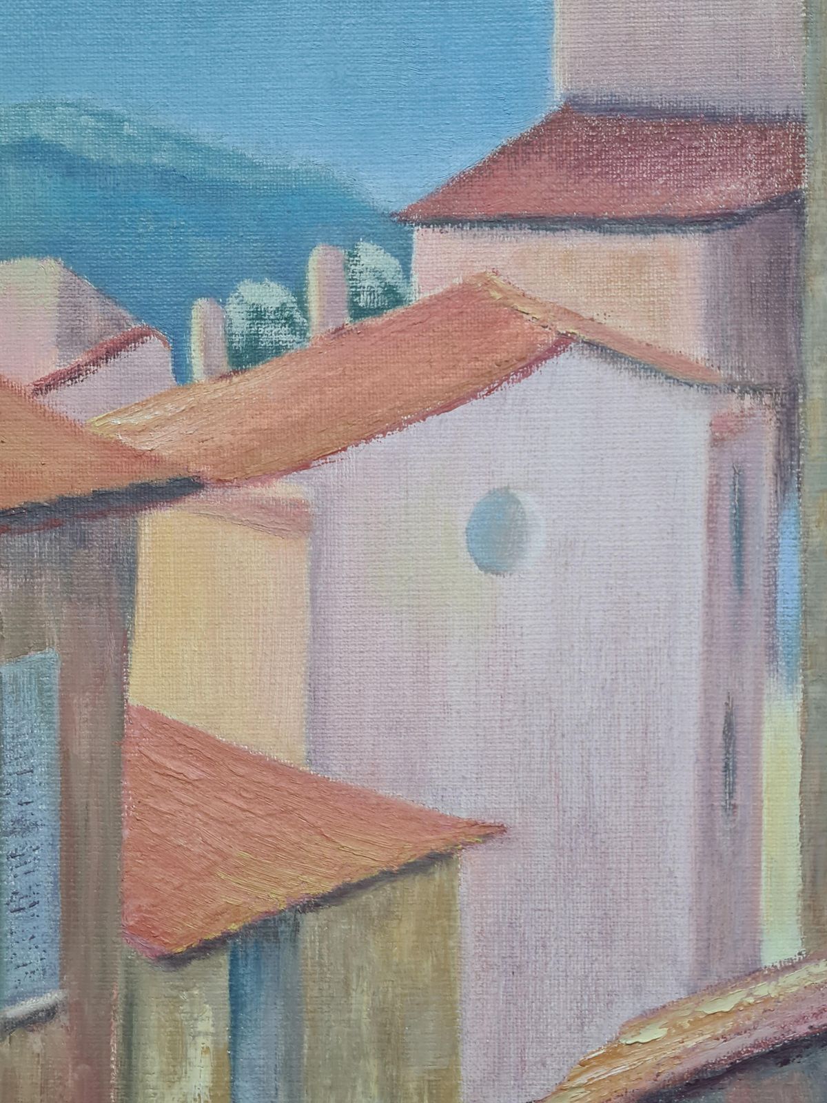 Colourful Modern French Landscape, The Roofs Of St Tropez By Isabelle Pardoe photo for sale