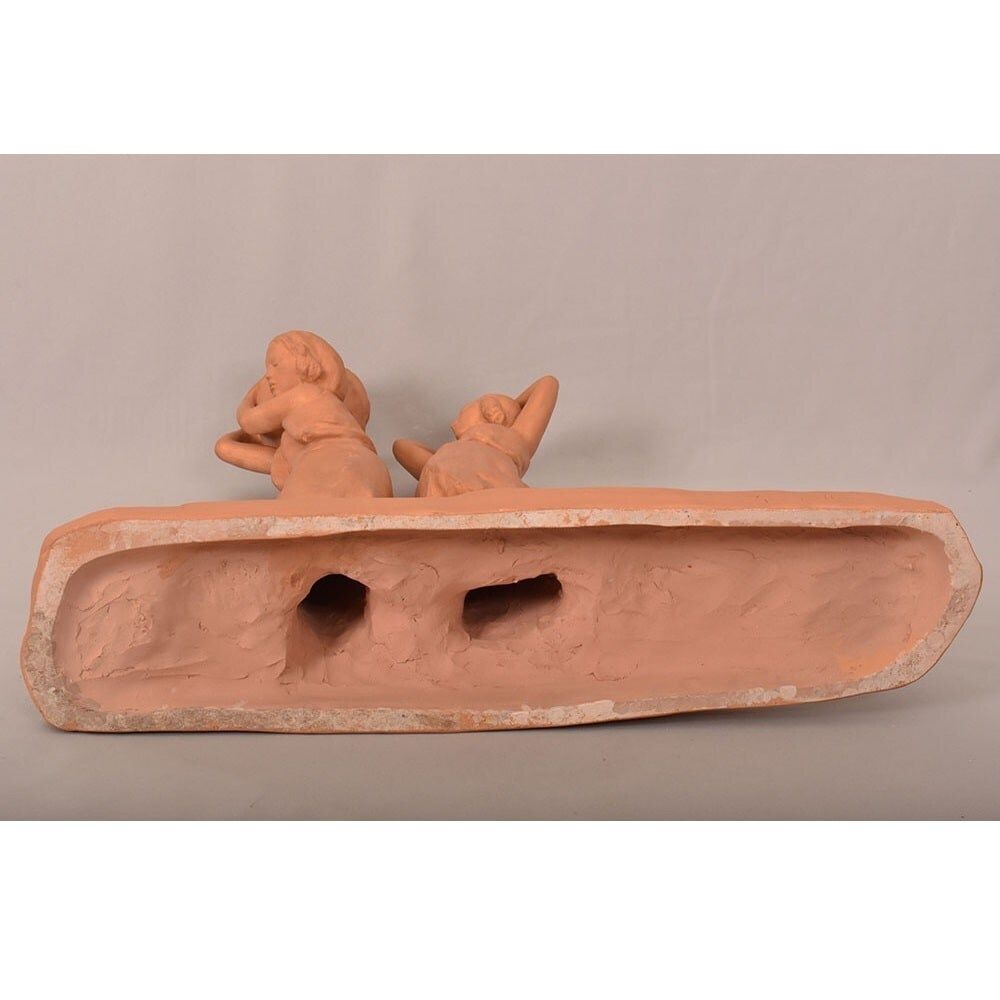 photo for sale Art Déco Sculpture, Terracotta, Two Young Women With An Amphora, Amedeo Gennarelli, XX. (Stte98)