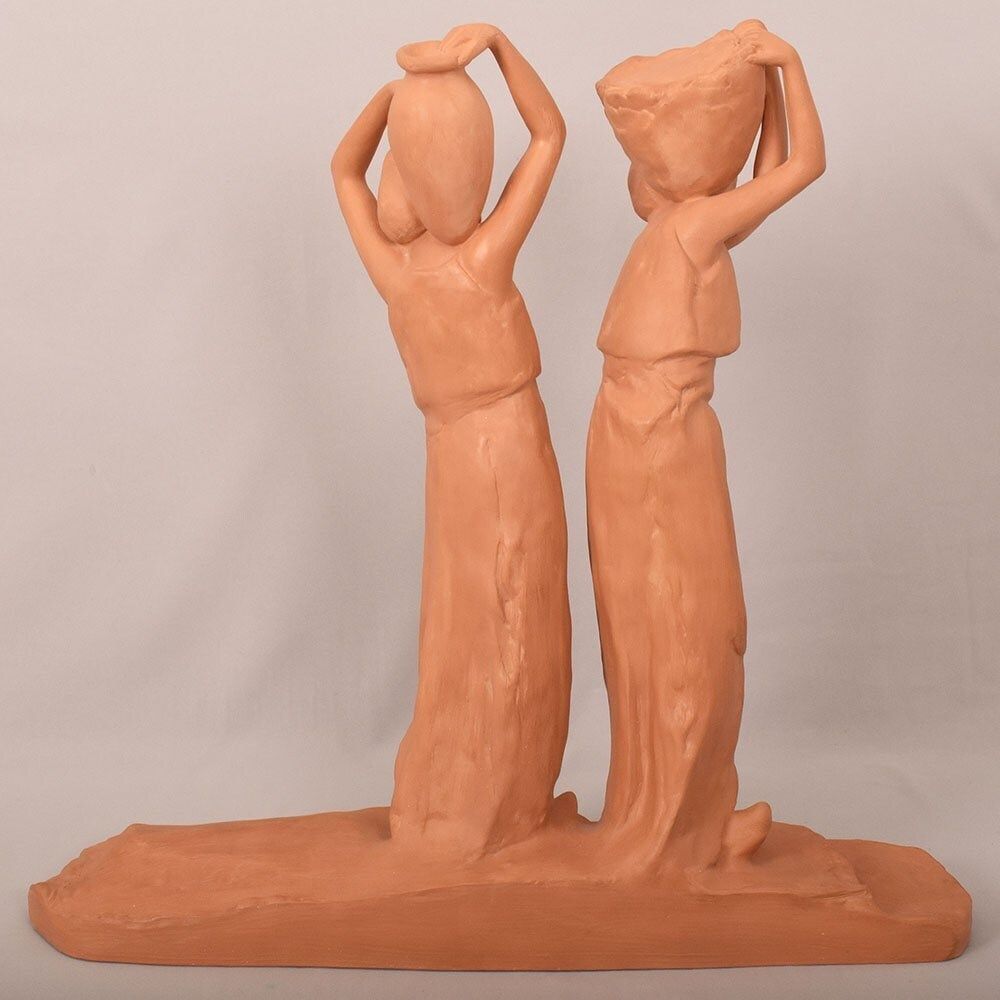Art Art Déco Sculpture, Terracotta, Two Young Women With An Amphora, Amedeo Gennarelli, XX. (Stte98) photo