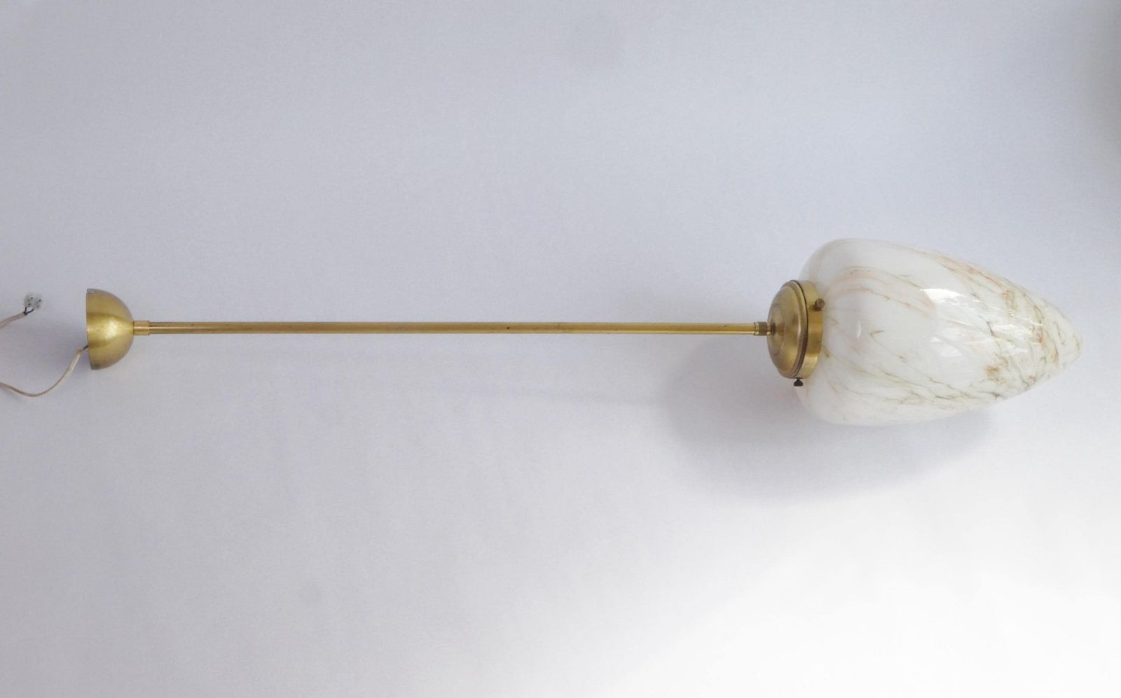 Vintage Art Deco Marbled Glass Pending Lamp, Opal Shaped Hanging Light, Mid Century Lamp In White With Beautiful Colours photo buy