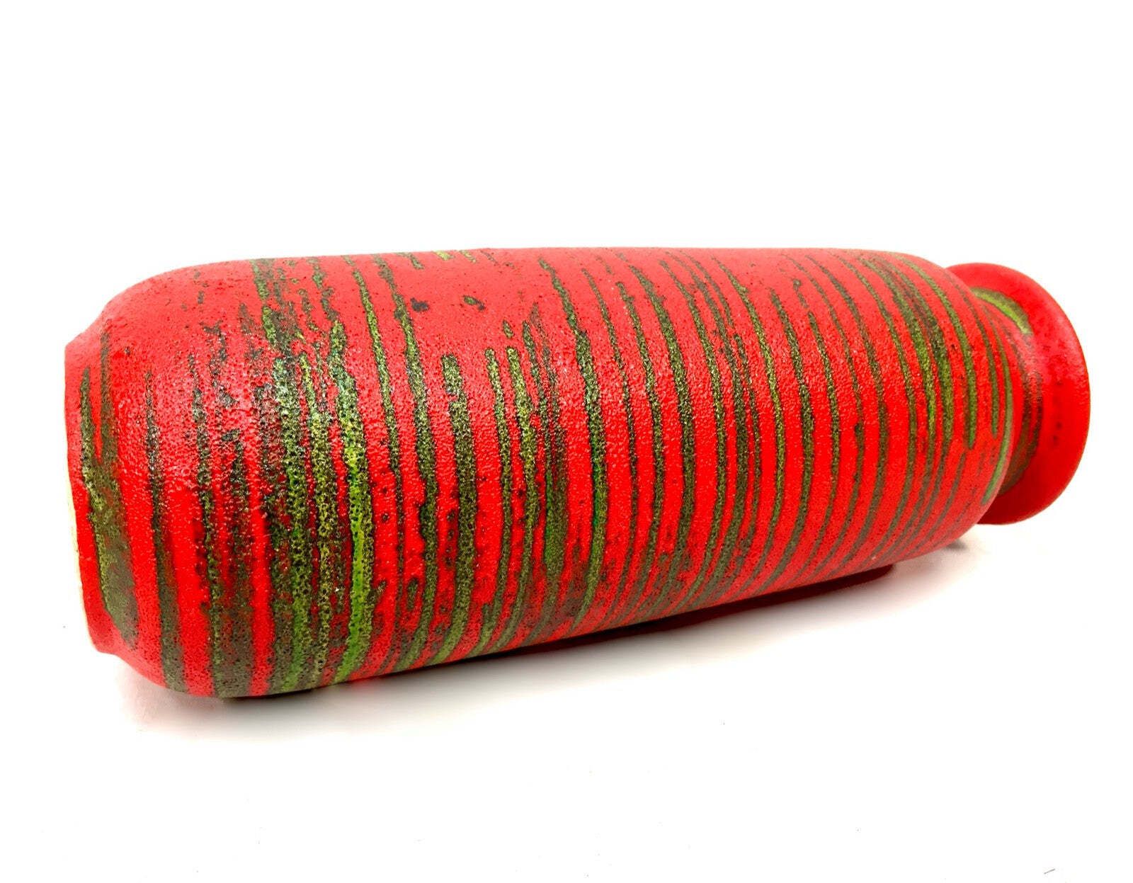 Vintage West German Scheurich Pottery Vase Red And Green Retro 1970's photo 99.0