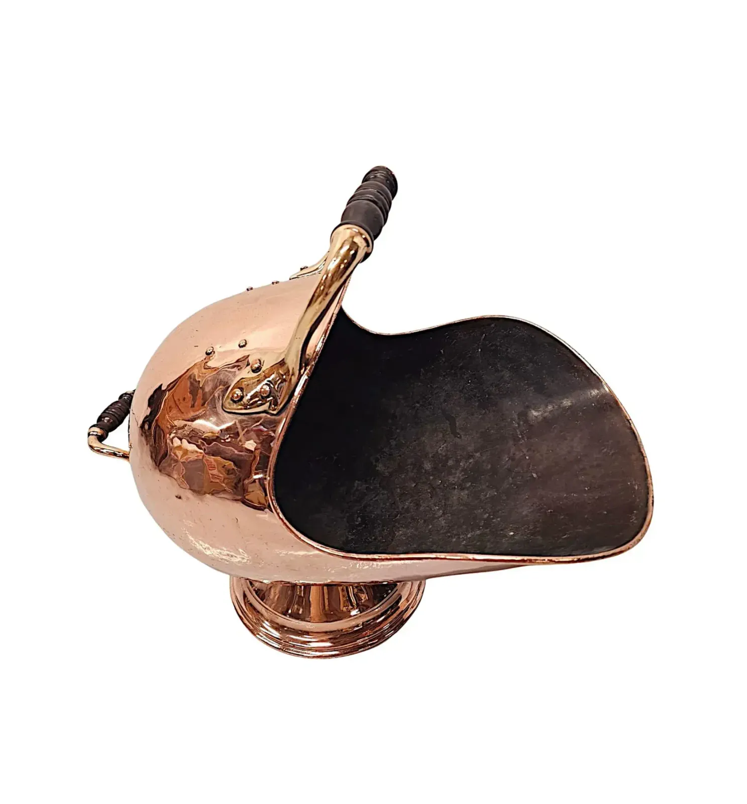 A Fabulous 19th Century Polished Copper And Brass Helmet Coal Scuttle photo for sale