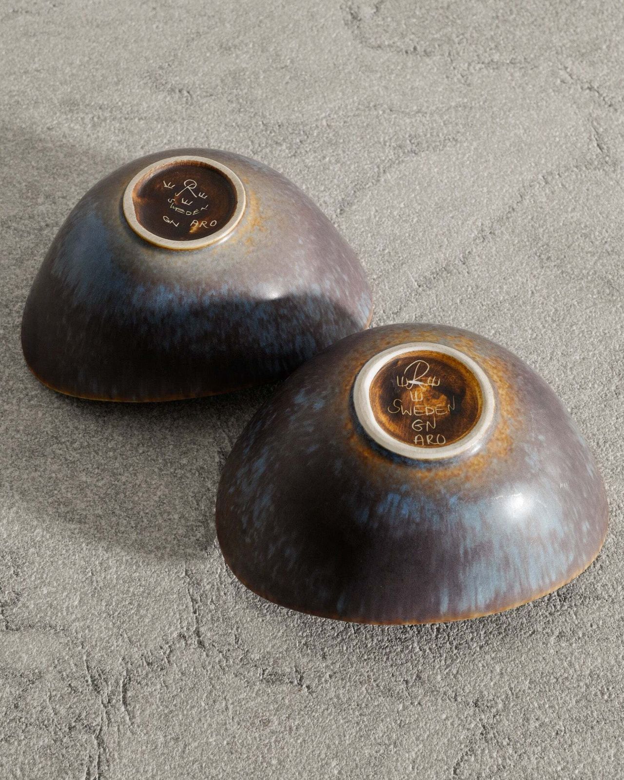 Pair Of Swedish Mid Century Stoneware Ceramic "Aro" Bowls By Gunnar Nylund For Rörstrand, 1950s photo 1650.0