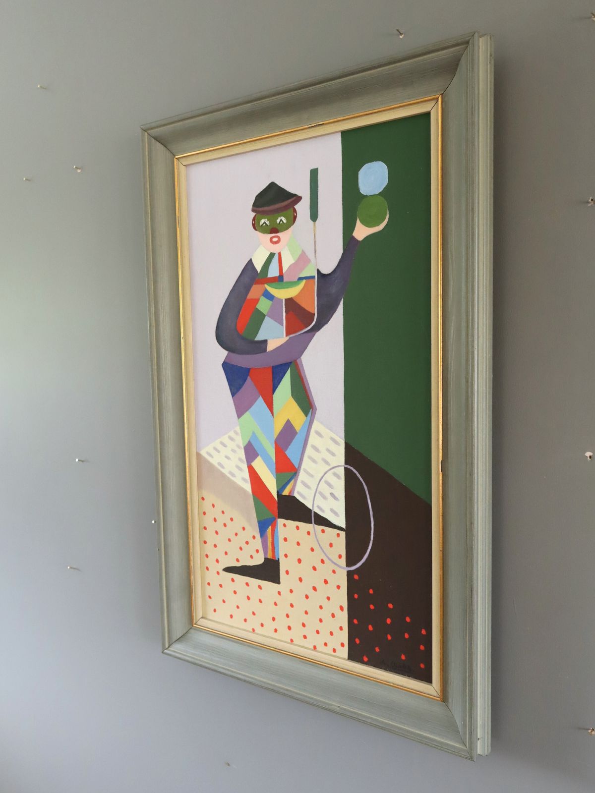 The Juggler Oil Painting, Mid 20th Century photo 501.0