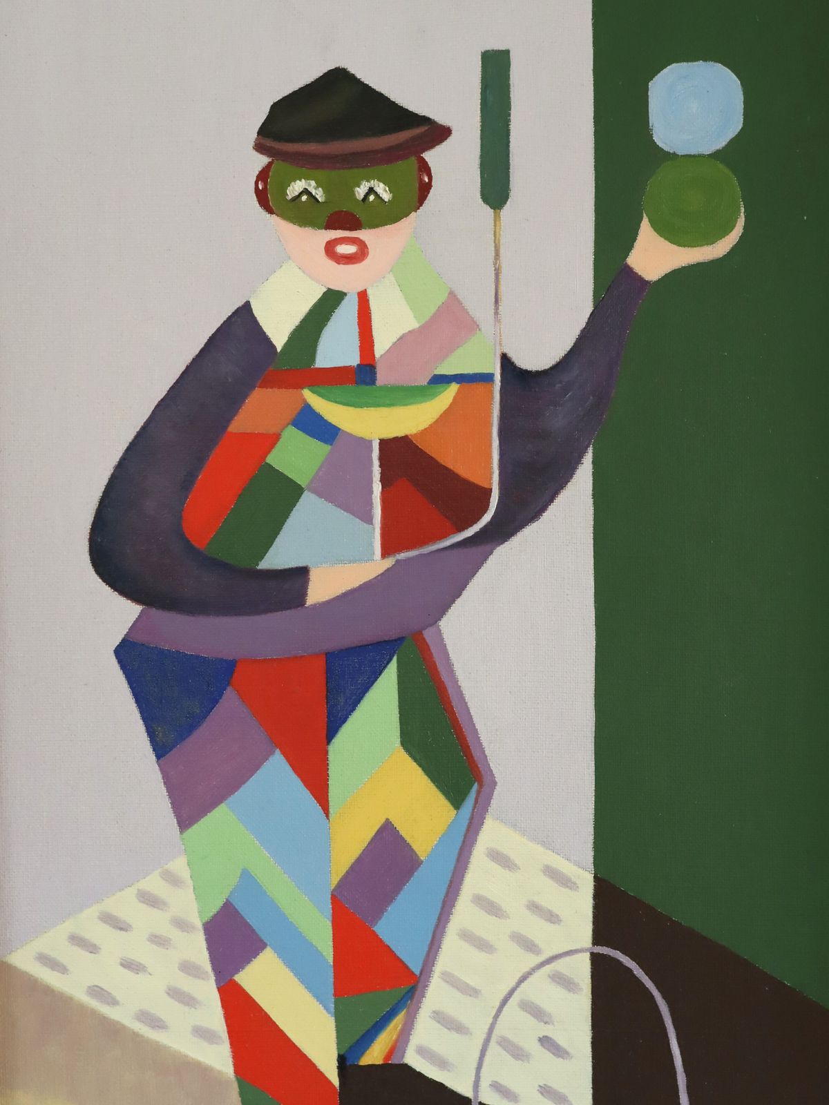 The Juggler Oil Painting, Mid 20th Century photo vintage