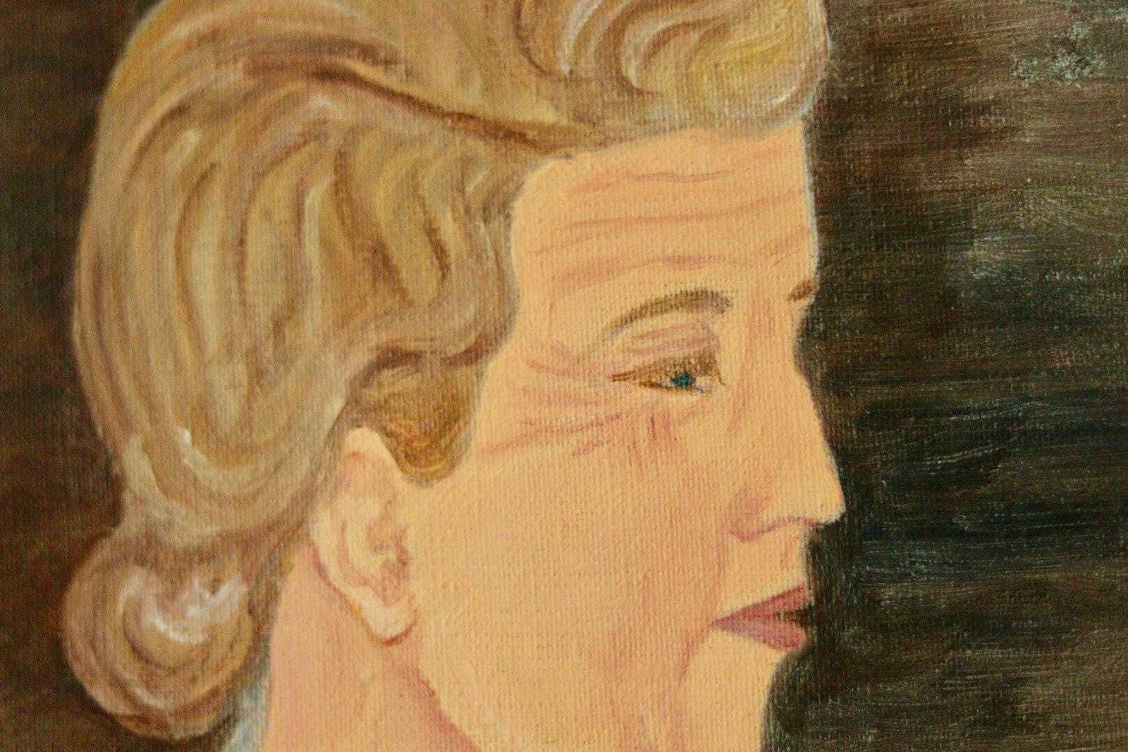 Original Vintage Oil On Canvas – "Portrait Of A Woman" Anu 97 – Framed, 42.5 X 35 Cm (16.7" X 13.8") photo vinterior
