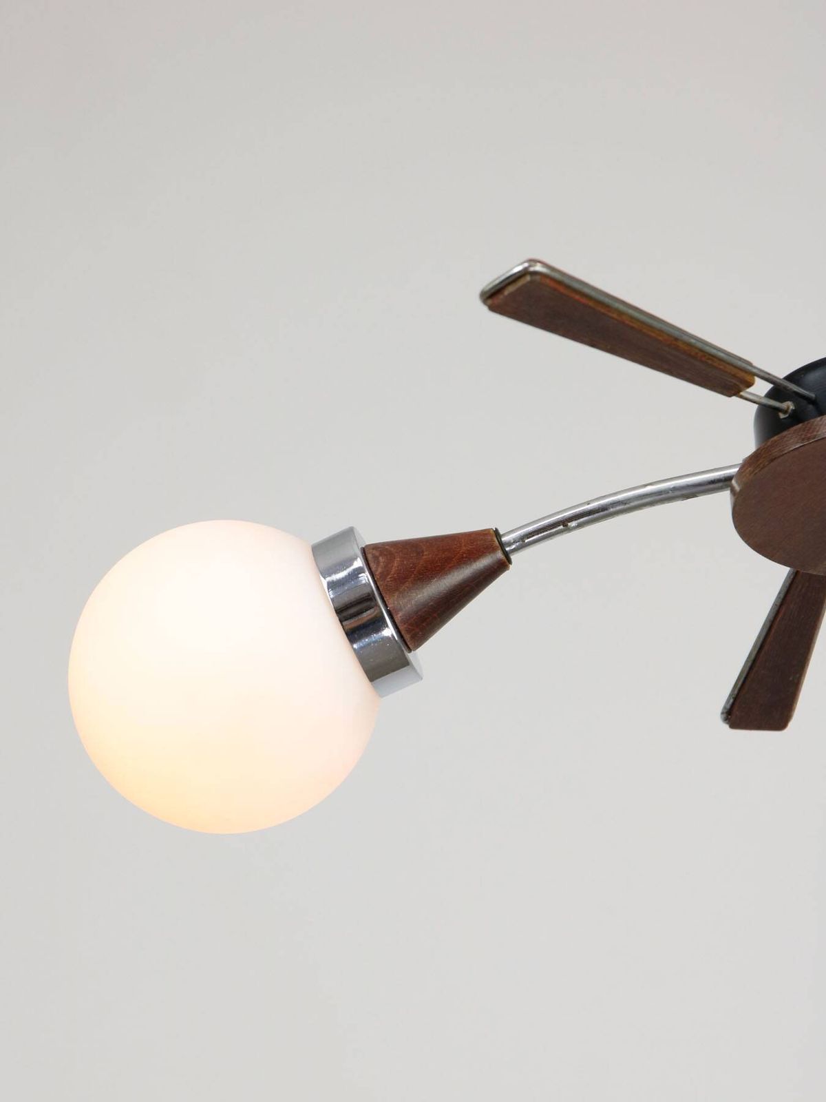 Mid Century Modern Italian Chrome And Opaline Chandelier photo for sale