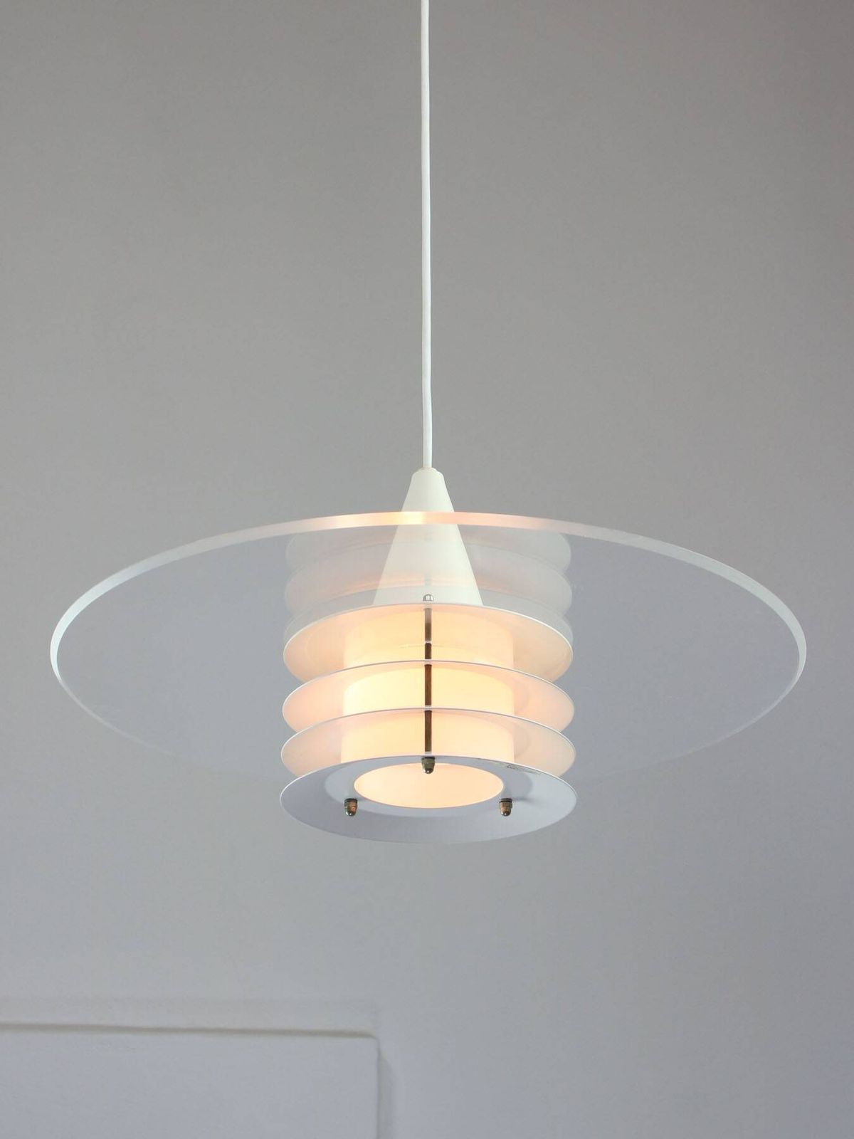 Scandinavian Duett Plexiglas And Metal Pendant Lamp From Landskrona Sweden photo furniture