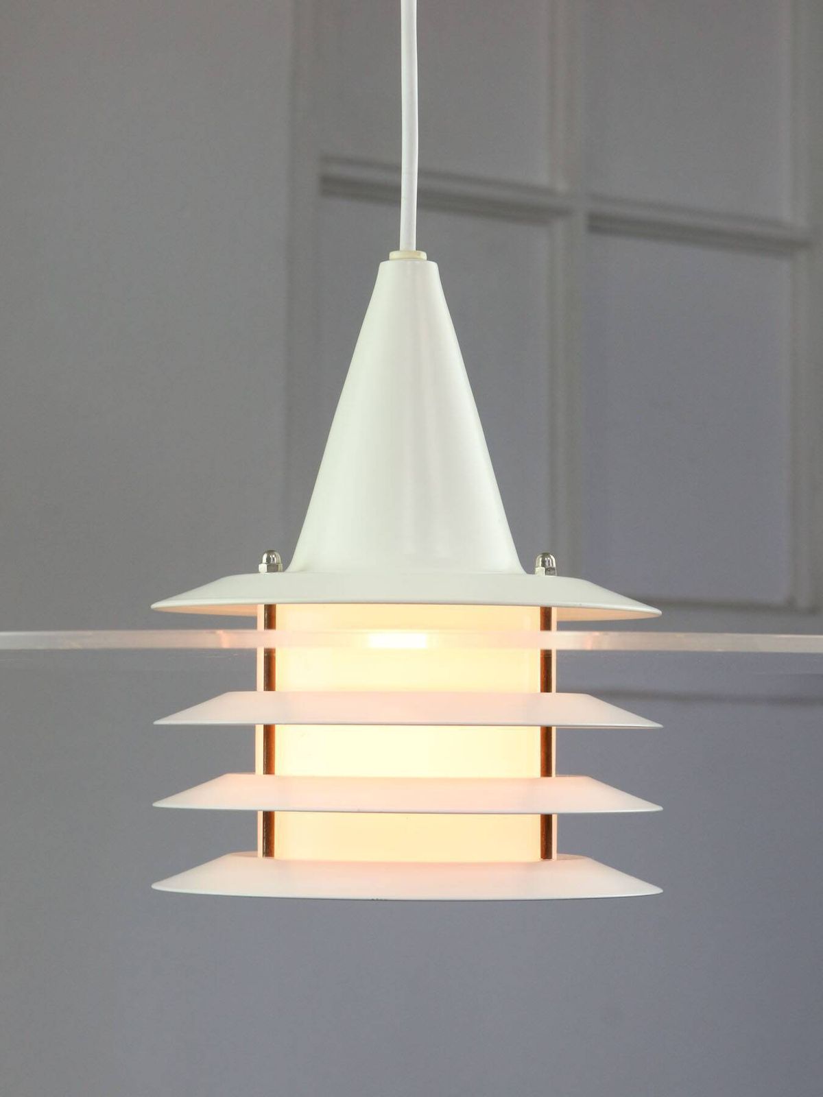 Scandinavian Duett Plexiglas And Metal Pendant Lamp From Landskrona Sweden photo 488.0