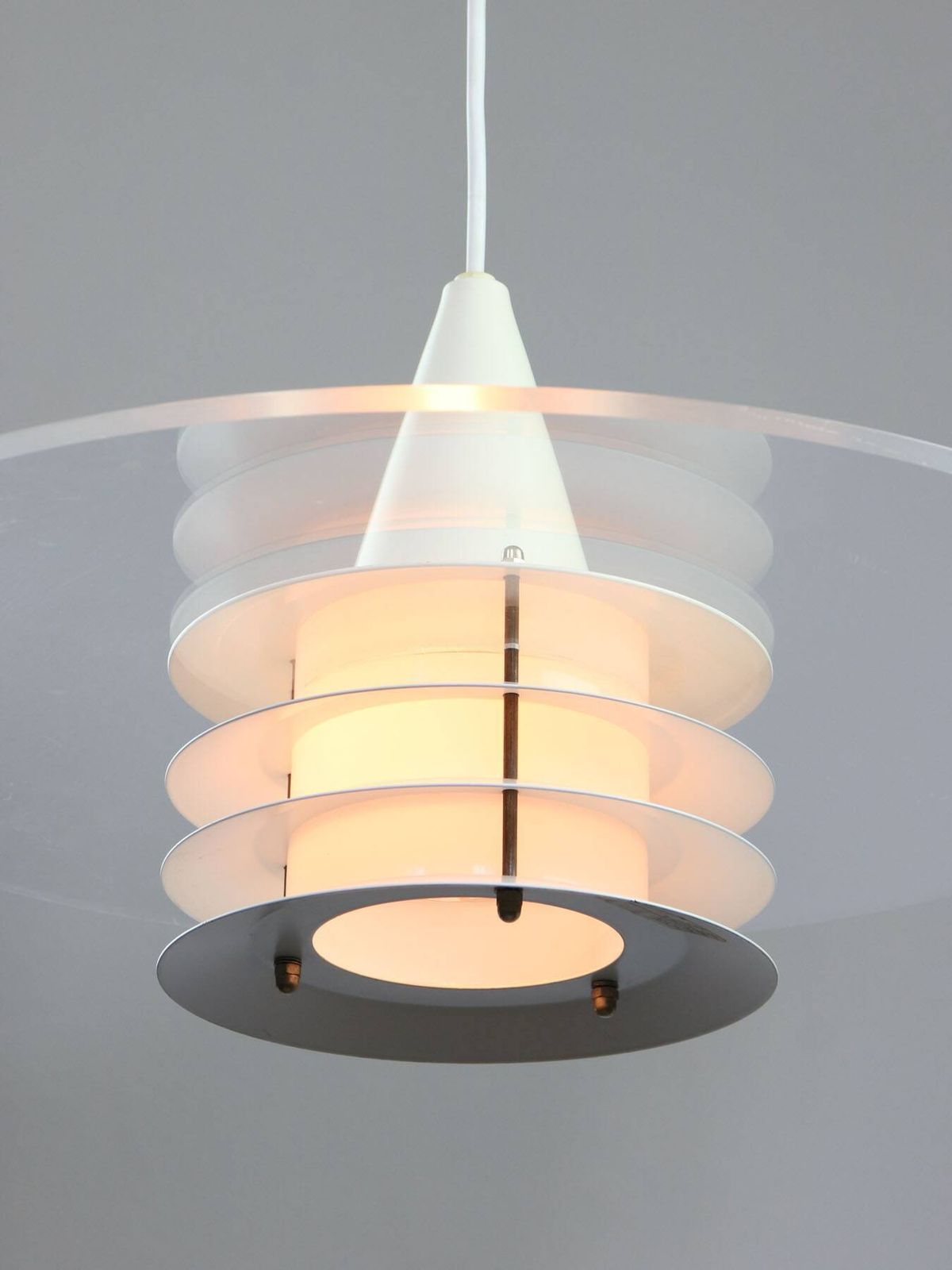 photo vintage Scandinavian Duett Plexiglas And Metal Pendant Lamp From Landskrona Sweden