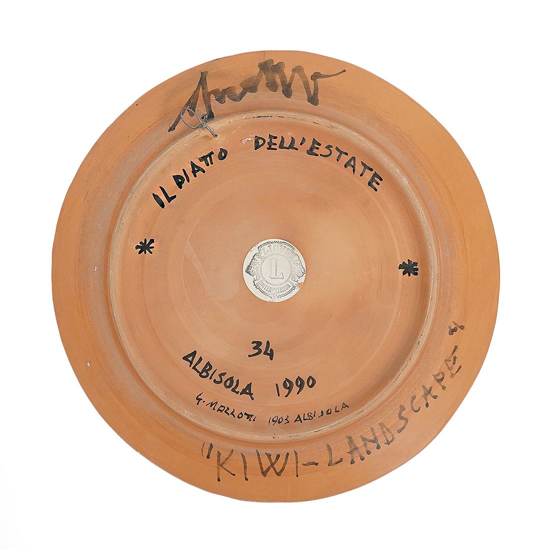 Sergio Dangelo, “Kiwi Landscape” Ceramic Plate For Mazzotti Albisola, 1980s photo buy