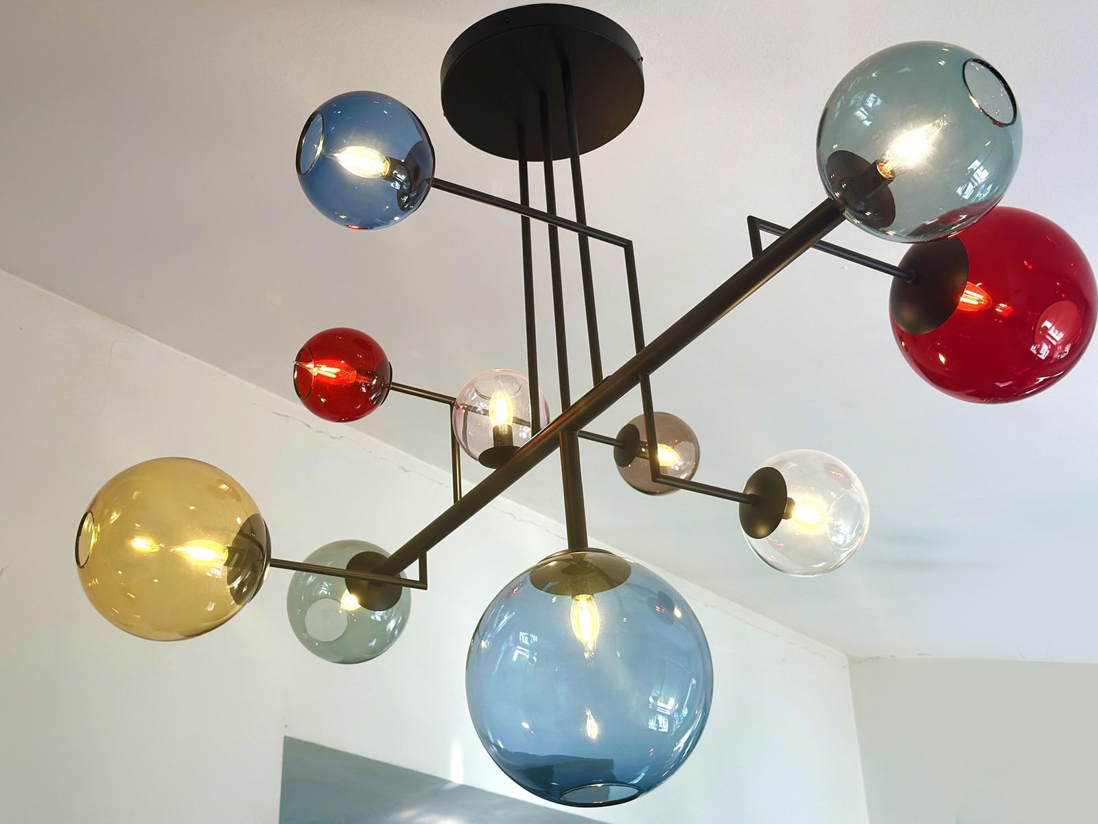 Contemporary Multicolor Spheres Murano Glass Sputnik Chandelier By Simoeng photo Lighting