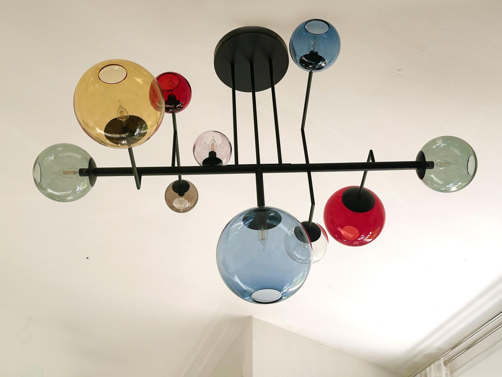 Contemporary Multicolor Spheres Murano Glass Sputnik Chandelier By Simoeng photo buy