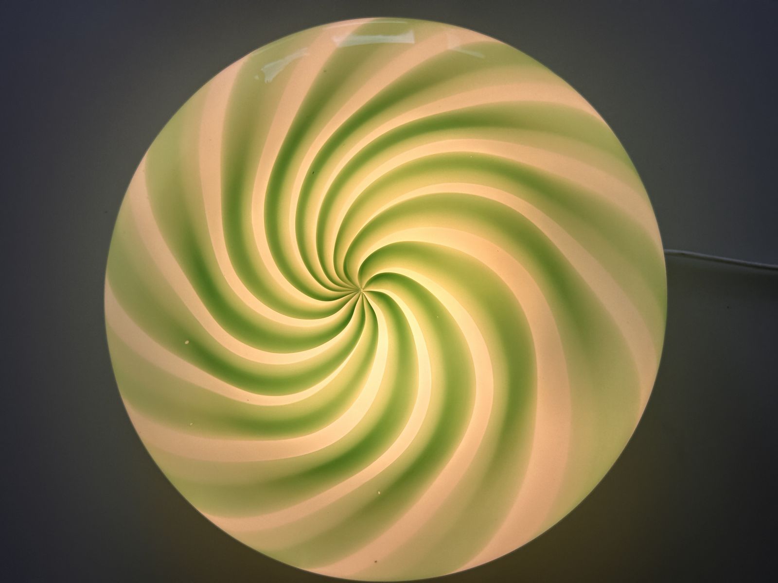 Contemporary Italian Milky White And Clear Green Swirls Murano Glass Flush Mount Or Wall Sconce photo 2958.0