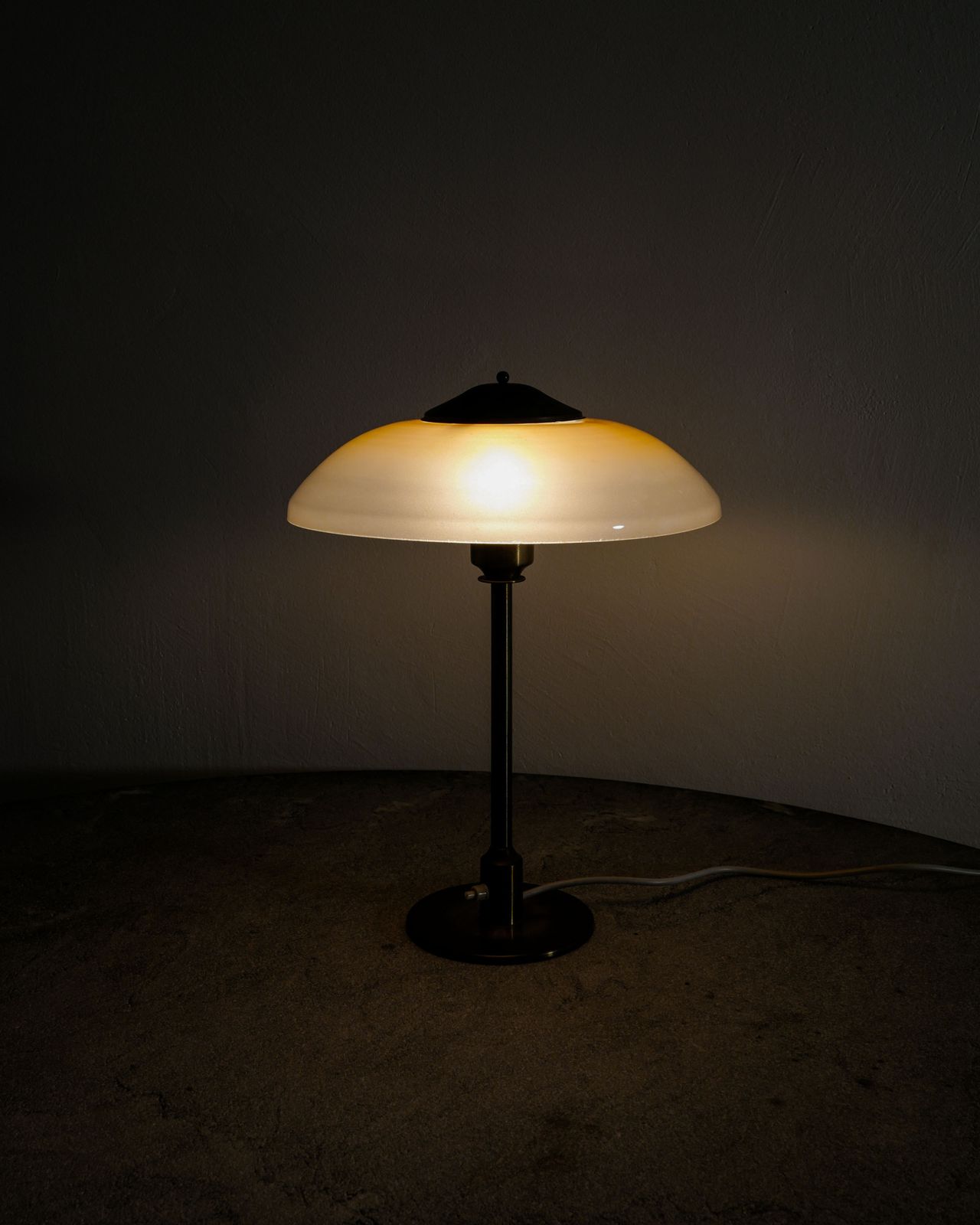 Danish Mid Century Table Lamp In Brass & Opaline Glass By Fog & Mørup Denmark, 1950s photo buy