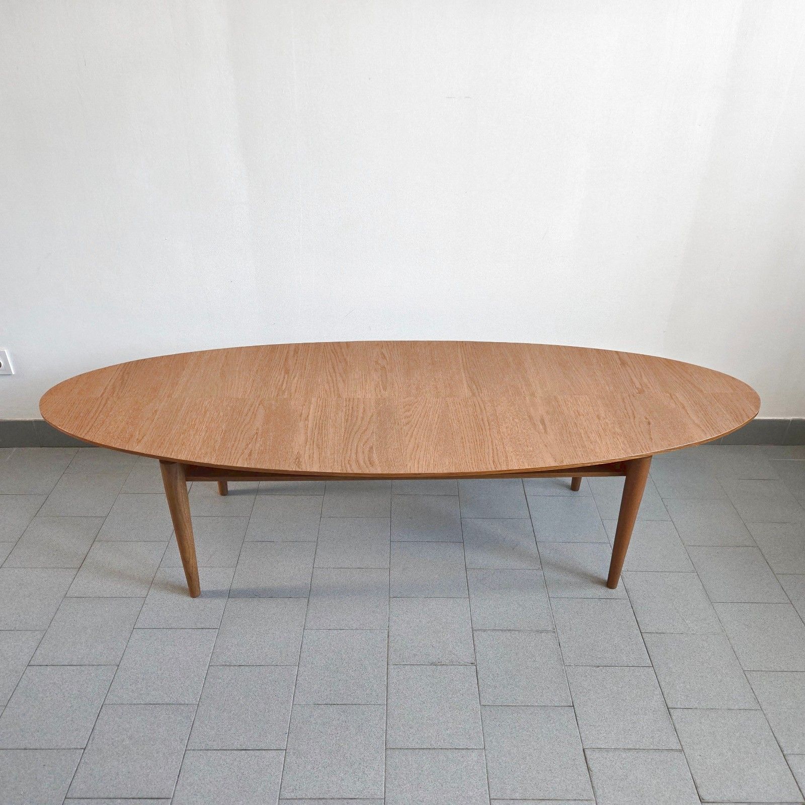 Vintage Scandinavian Surfboard Coffee Table 170cm Long Teak & Walnut 1990