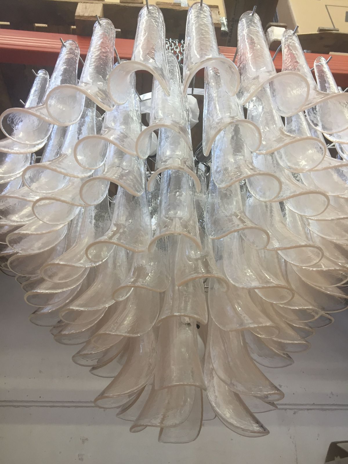 Monumental Murano Glass Selle Light Pink Italian Sputnik Chandelier photo furniture
