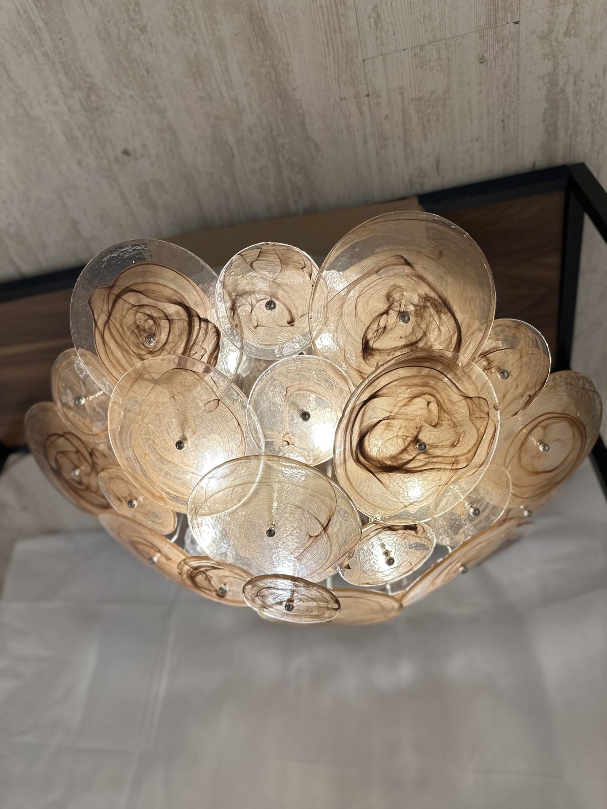 Contemporary Venied Brown Disks Murano Glass Style Flush Mount photo 9059.0