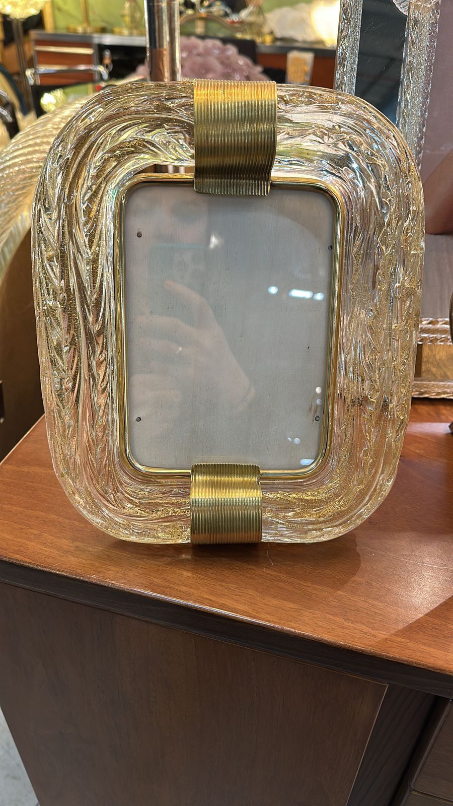 Italian Hand Made Picture Frame Gold Murano Glass photo vinterior