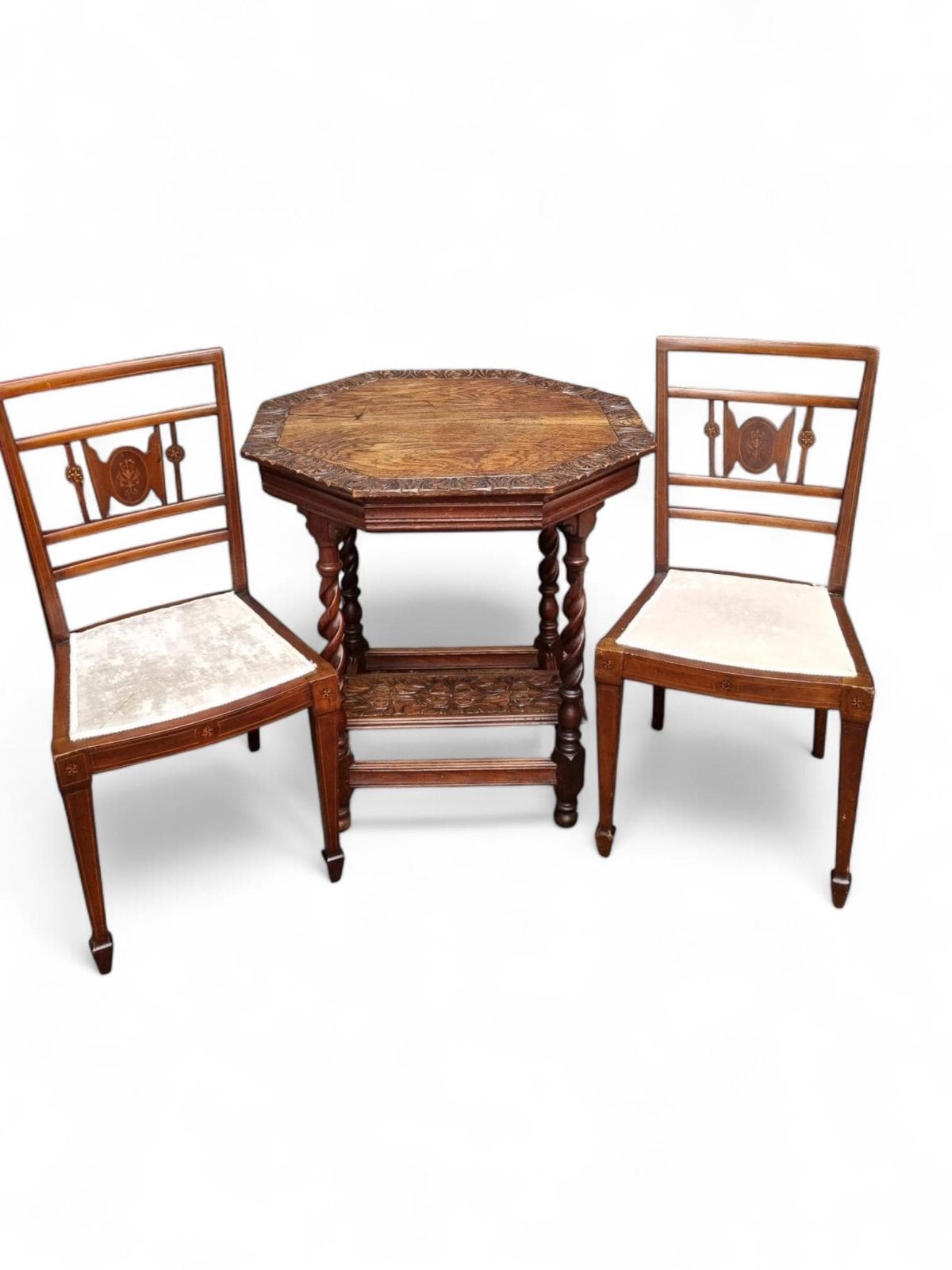 Antique Edwardian Six Sided Top Carving Occasional Table / Free Delivery photo vintage