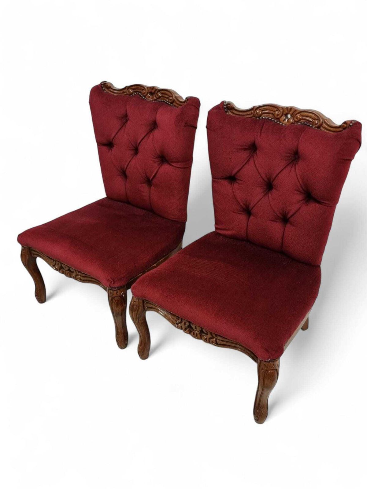 Vintage Regency Style Petite Button Backed Bedroom Vanity Chairs / Set Of 2 / C1970 photo Furniture