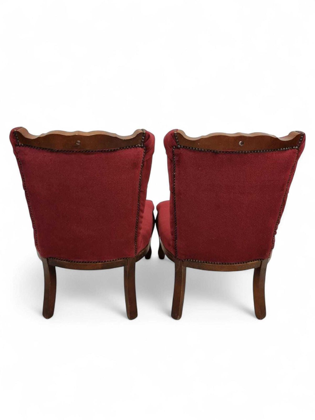 Vintage Regency Style Petite Button Backed Bedroom Vanity Chairs / Set Of 2 / C1970 photo vinterior