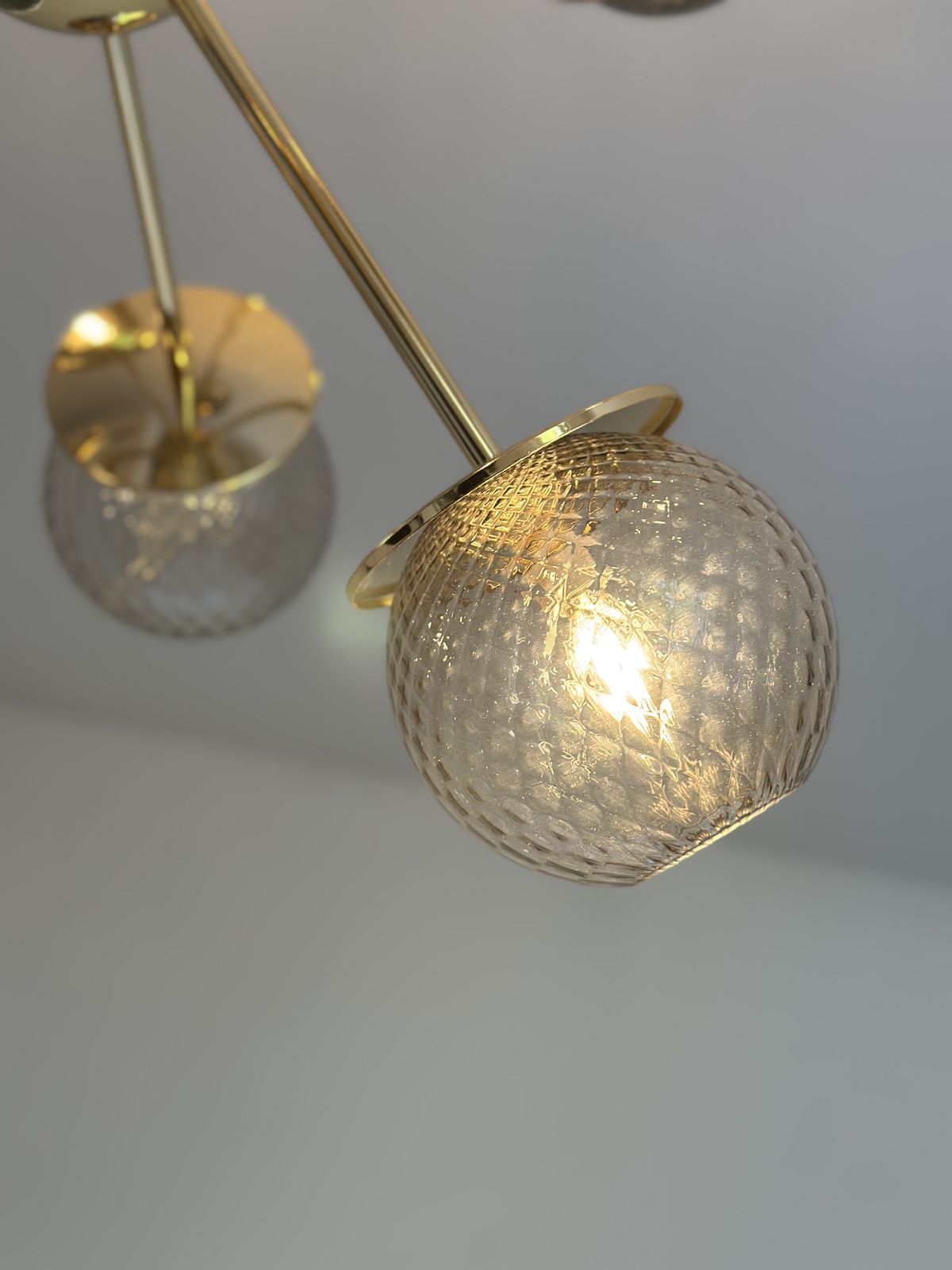 Contemporary Italian Gold Chandelier Sputnik In Style Murano Glass Smoked "Balloton" photo furniture