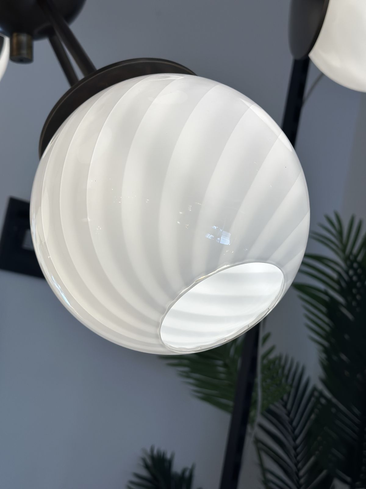 Italian Burnished Sputnik Chandelier In Milky White Swirl Style Murano Glass photo buy