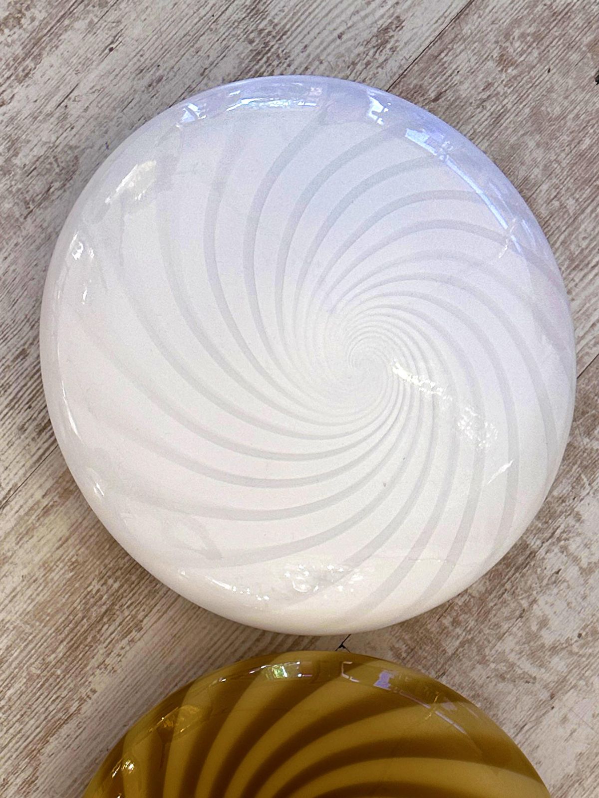 Contemporary Italian Milky White Swirls Murano Glass Flush Mount Or Wall Sconce photo buy