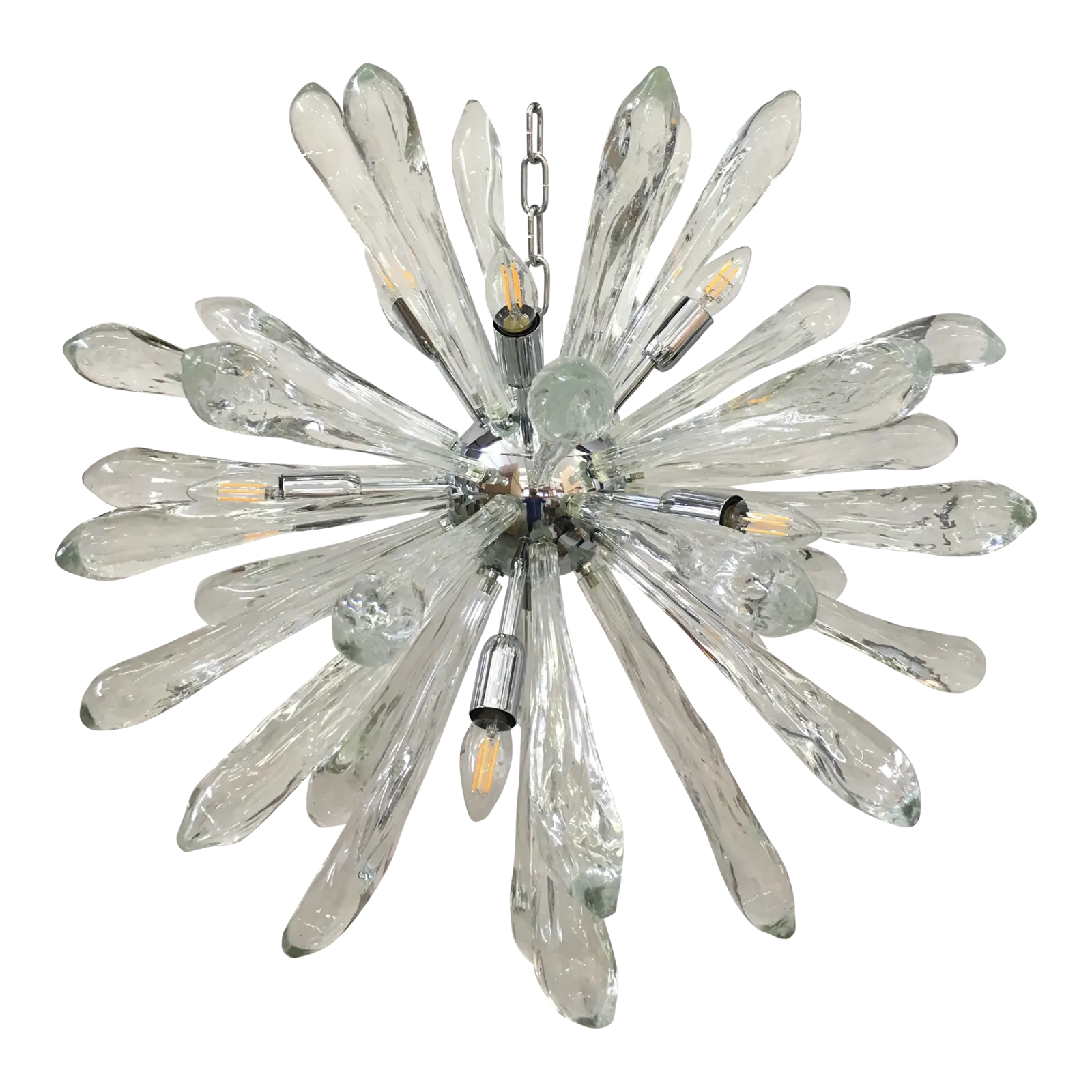 Murano Glass Ice Clear Sputnik Italian Chandelier