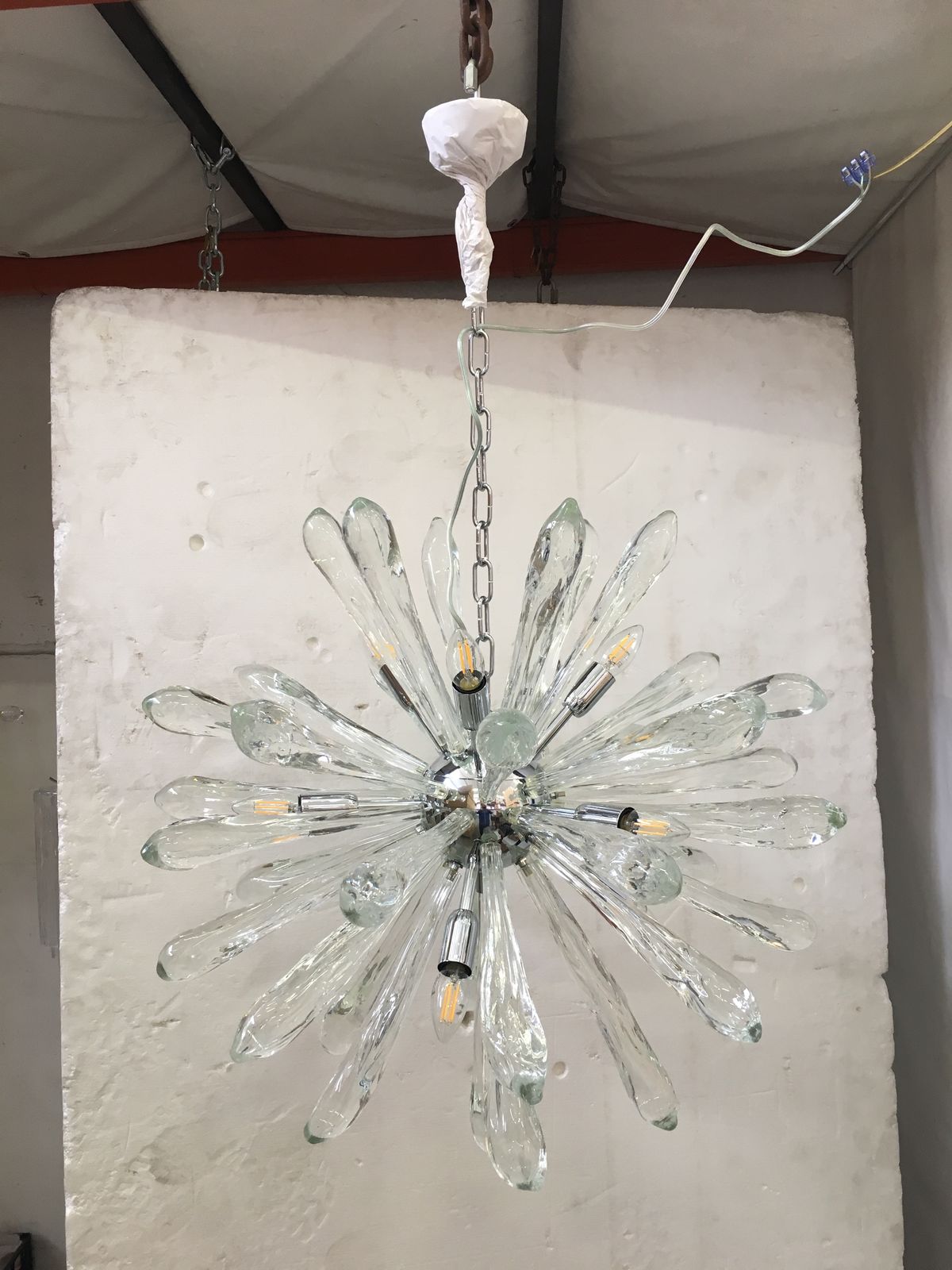 Murano Glass Ice Clear Sputnik Italian Chandelier photo furniture