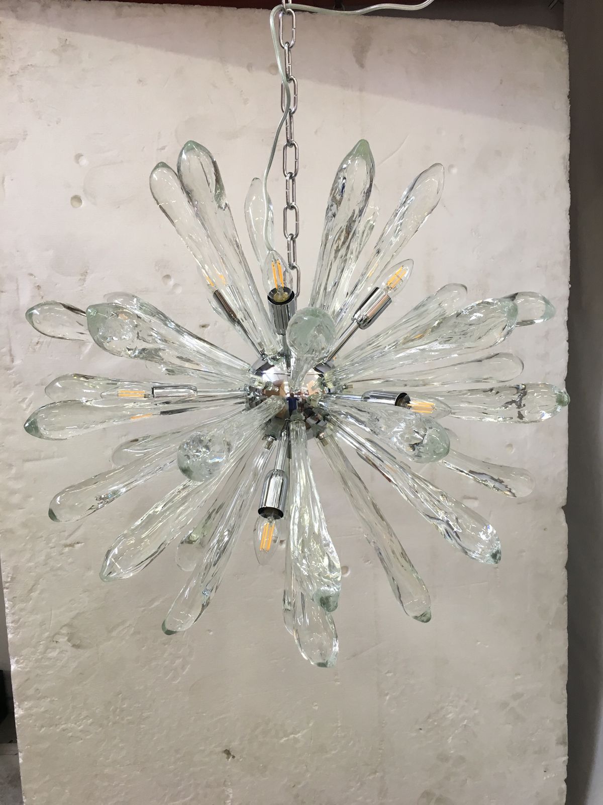 Murano Glass Ice Clear Sputnik Italian Chandelier photo 10908.0
