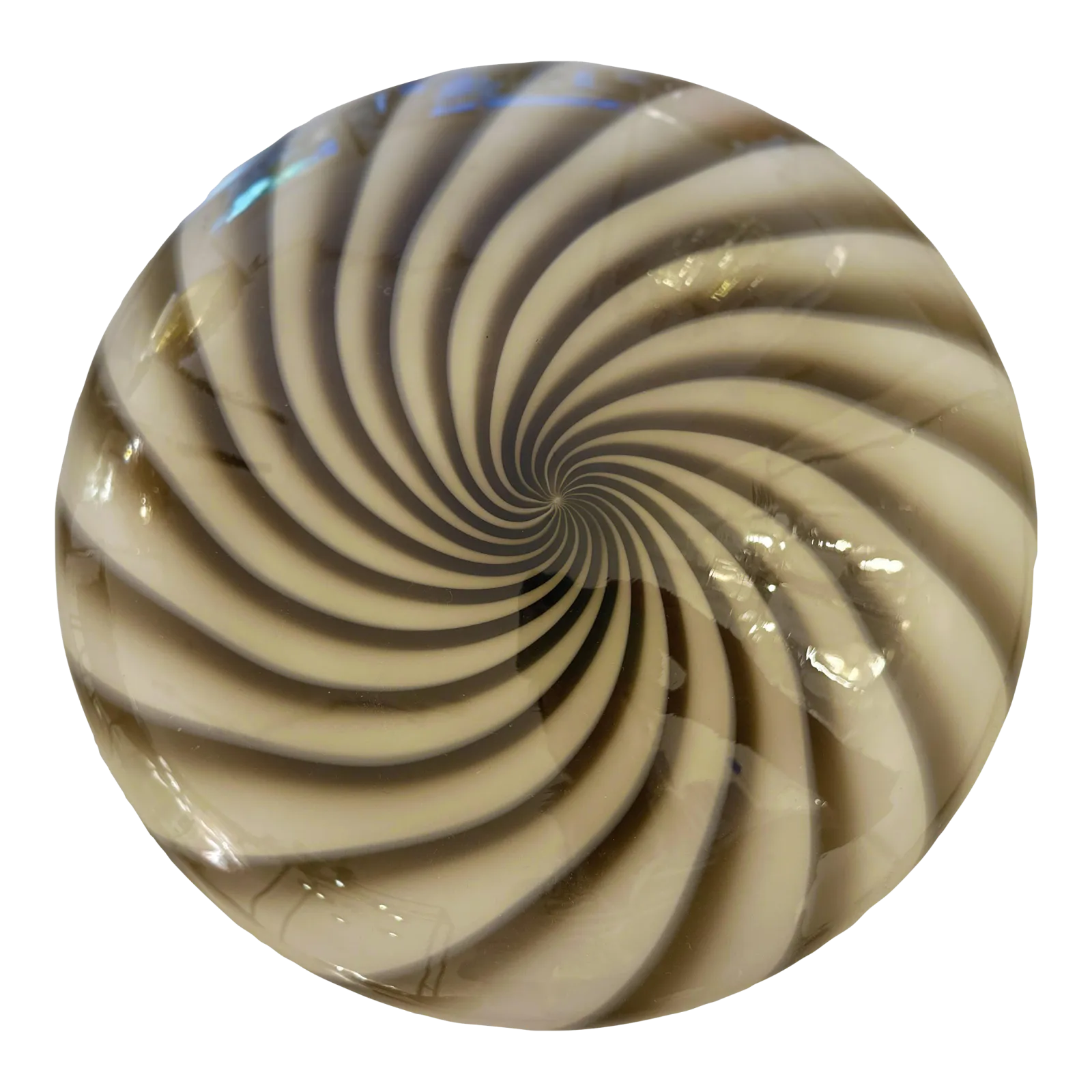 Contemporary Italian Milky White And Brown Swirls Murano Glass Flush Mount Or Wall Sconce