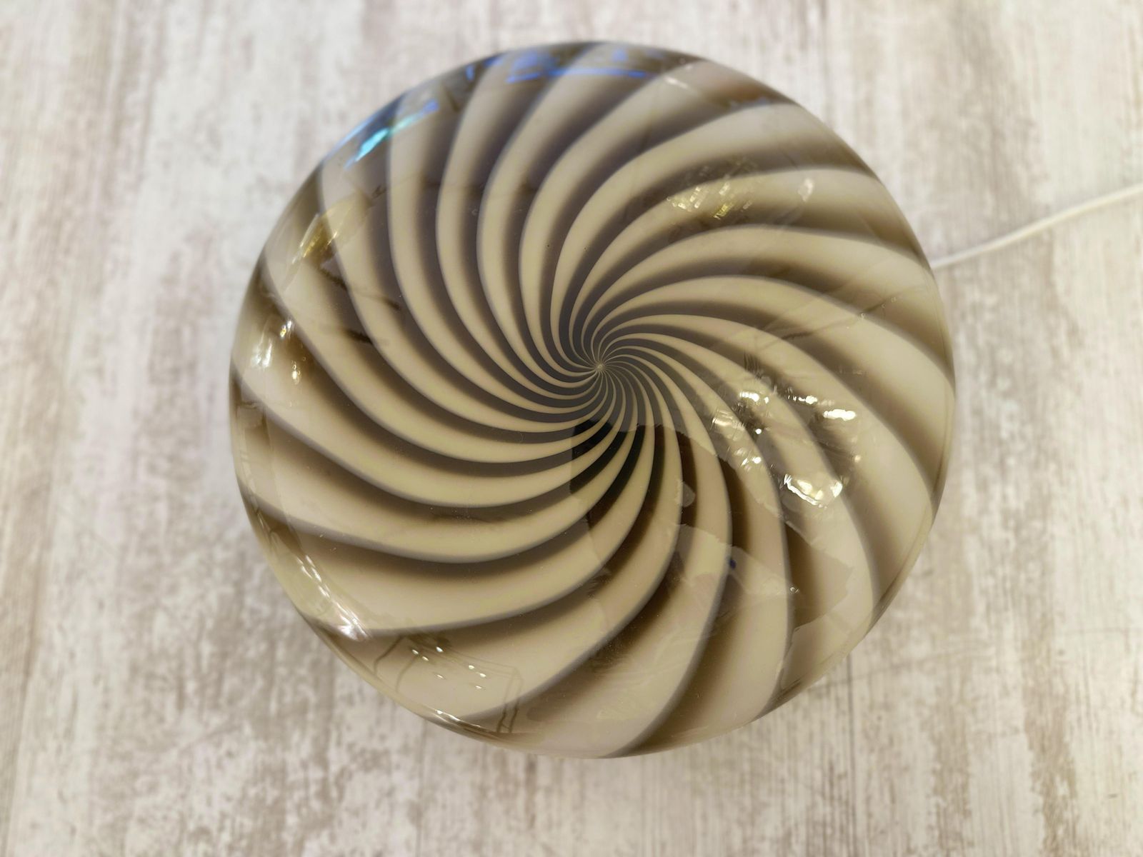 Contemporary Italian Milky White And Brown Swirls Murano Glass Flush Mount Or Wall Sconce photo vinterior