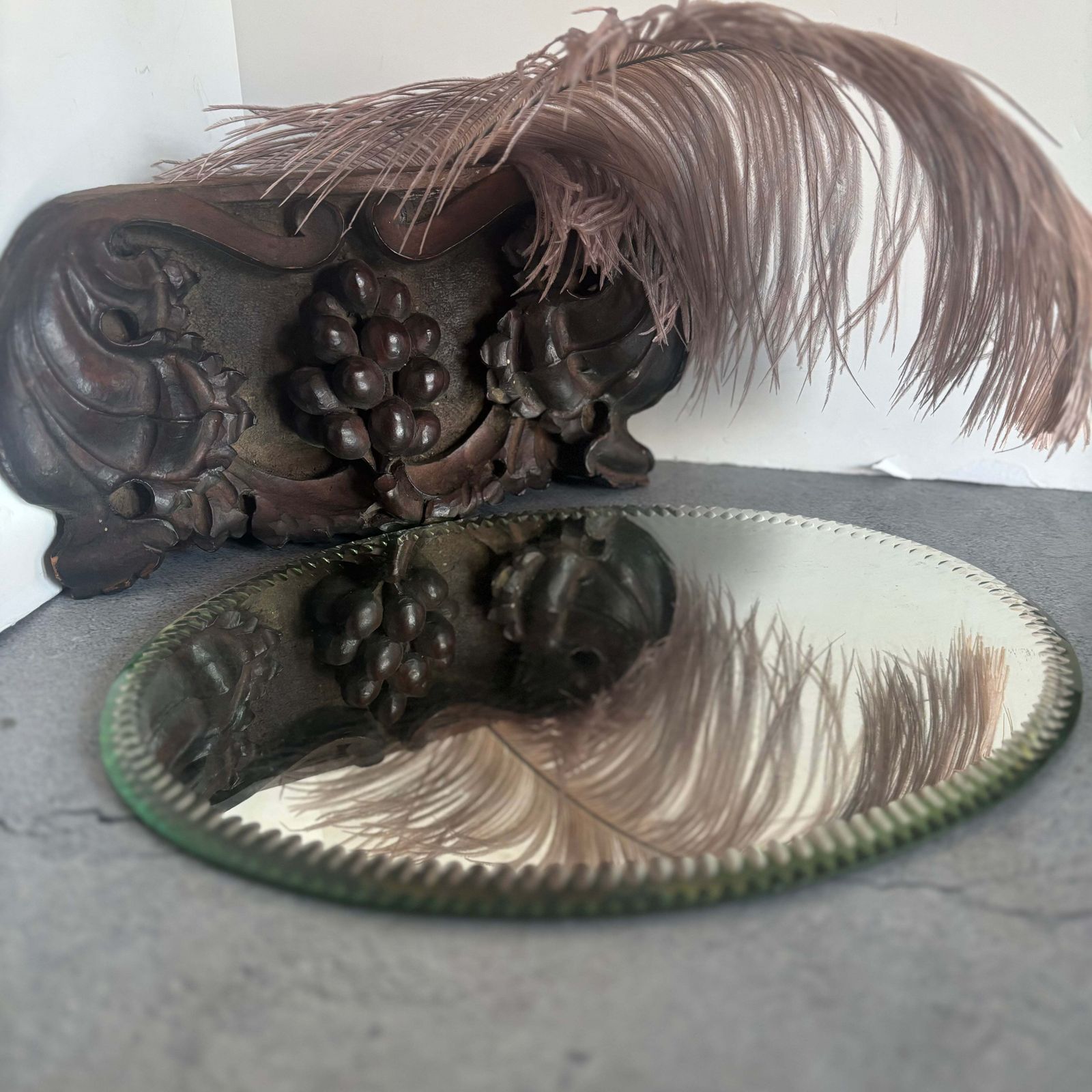 Antique Oval Shape Sorcerers Mirror photo Home Decor