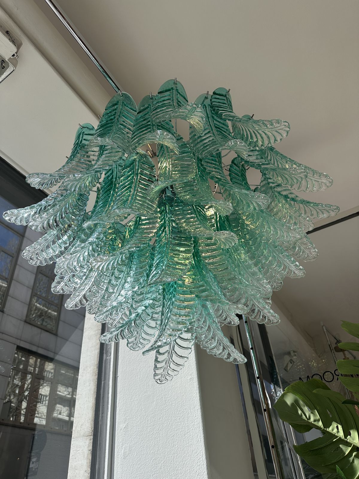 Contemporary Scenographic Green "Felci" Murano Glass Style Chandelier photo 7160.0