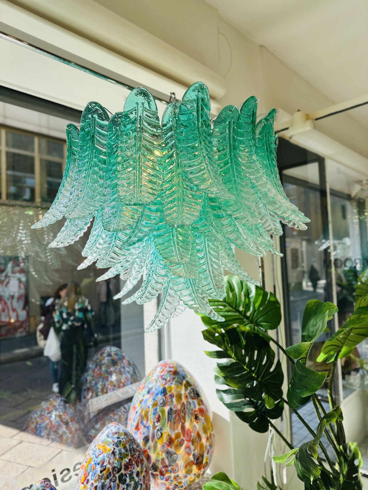 Contemporary Scenographic Green "Felci" Murano Glass Style Chandelier photo buy