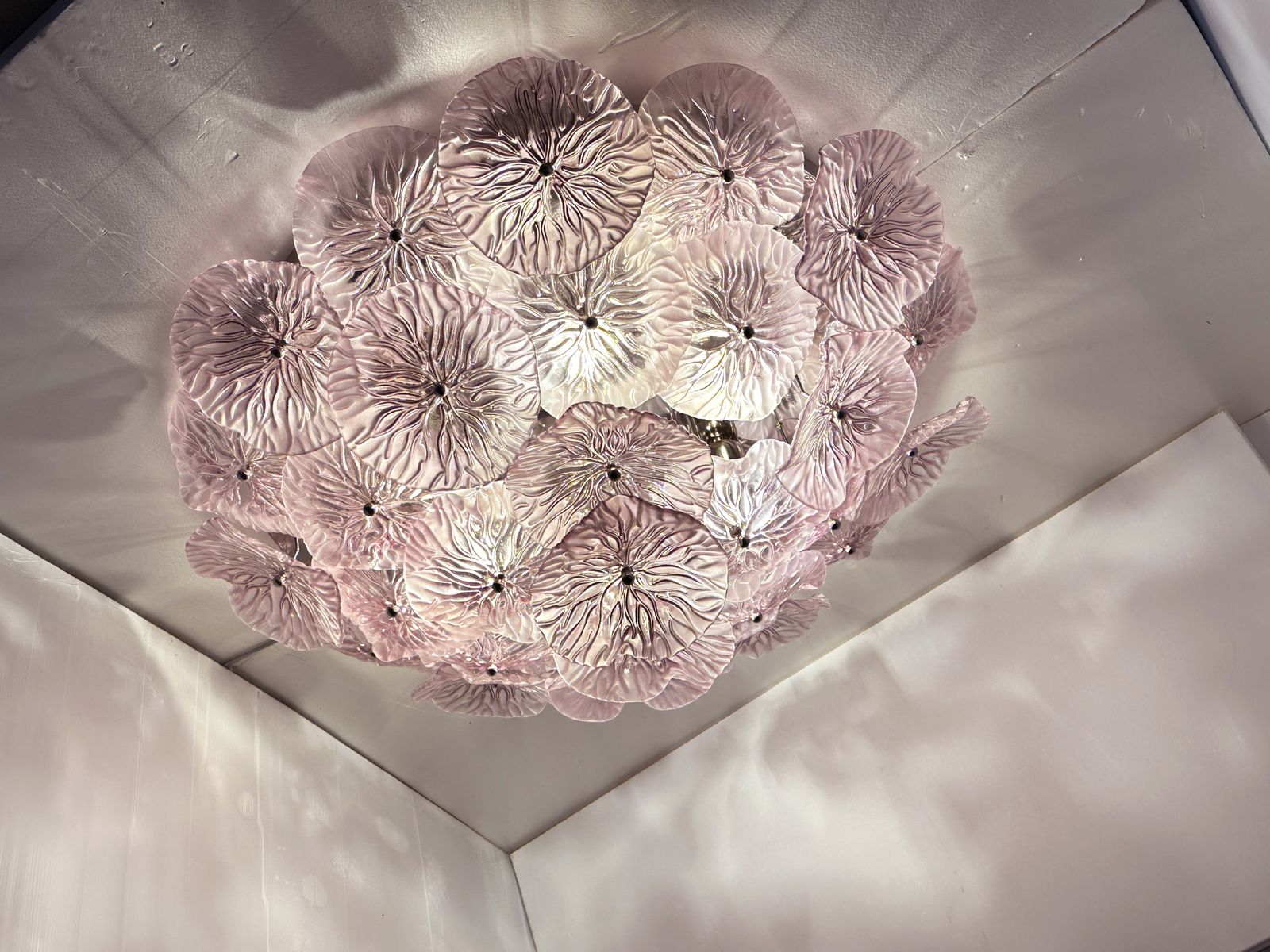 Contemporary Ametista Floral Murano Style Glass Flush Mount photo Lighting